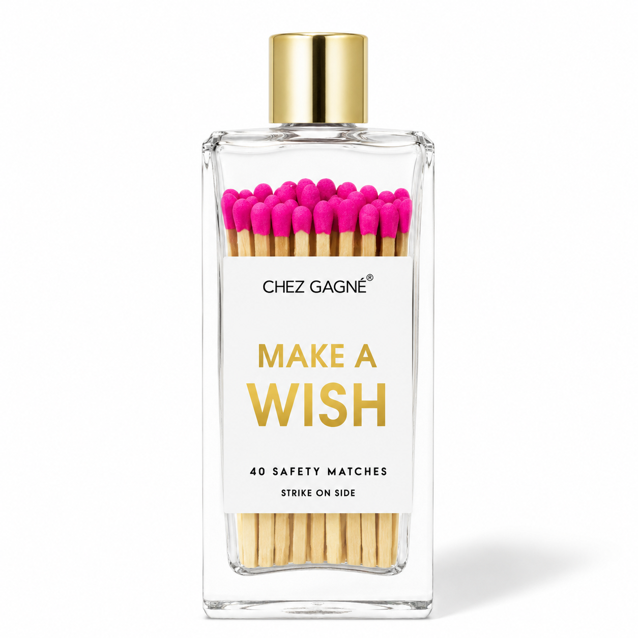 Make A Wish - Glass Bottle Safety Matches (Hot Pink)