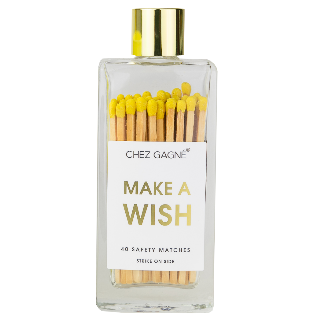 Make A Wish - Glass Bottle Safety Matches (Yellow)
