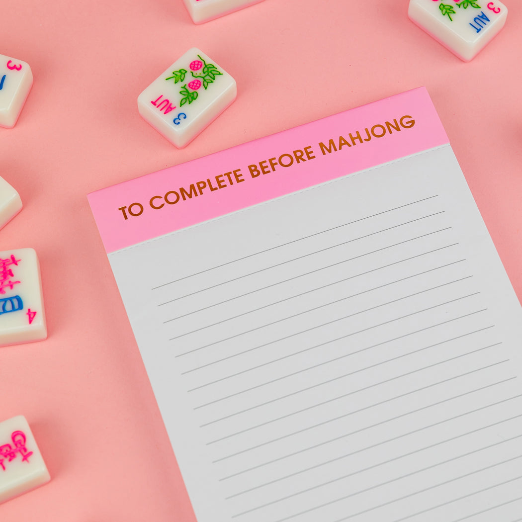 To Complete Before Mahjong - Lined Notepad - Neon Peony