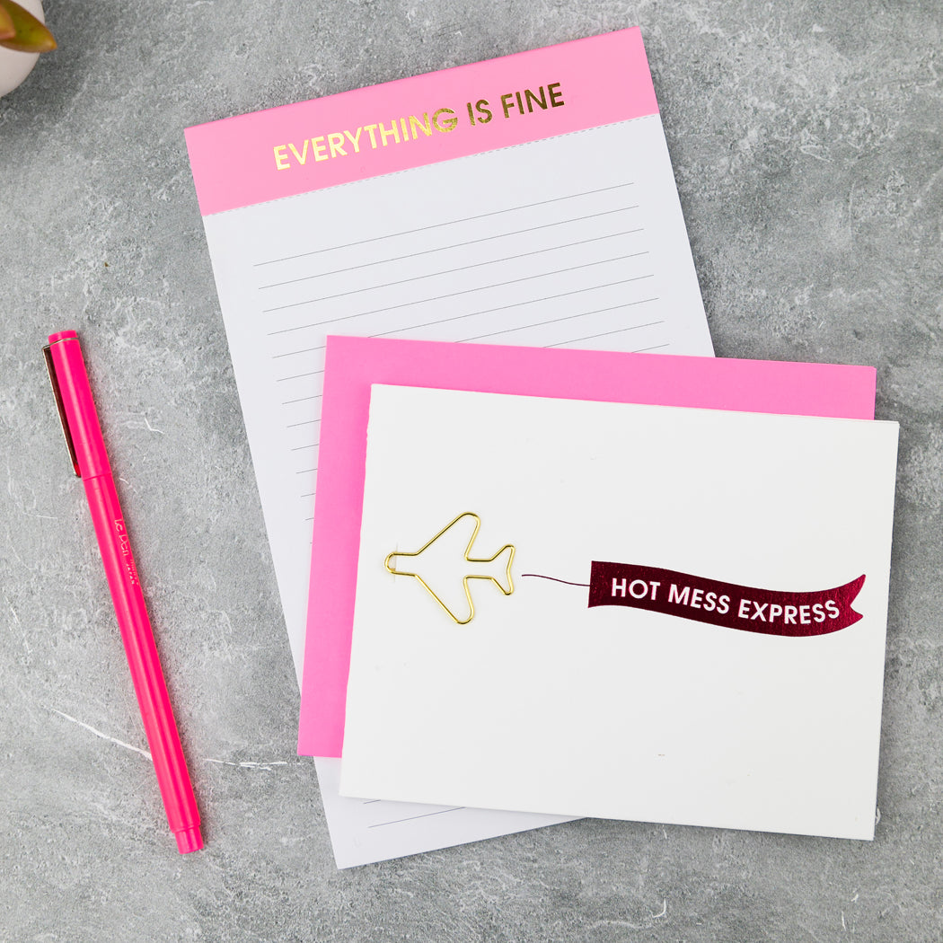 Hot Mess Express Airplane - Paper Clip Letterpress Card