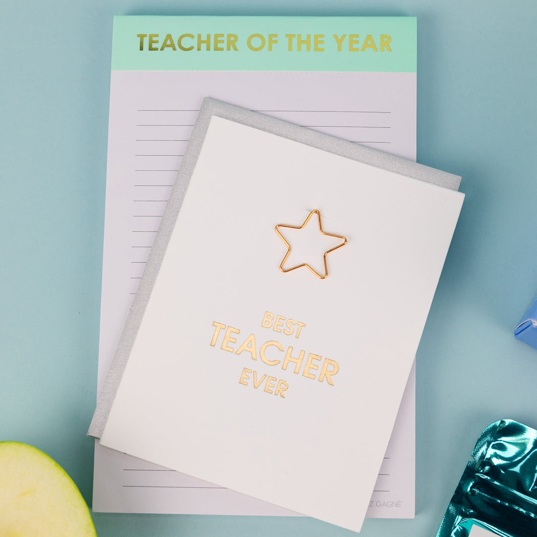 Best Teacher Ever - Star Paper Clip Letterpress Card