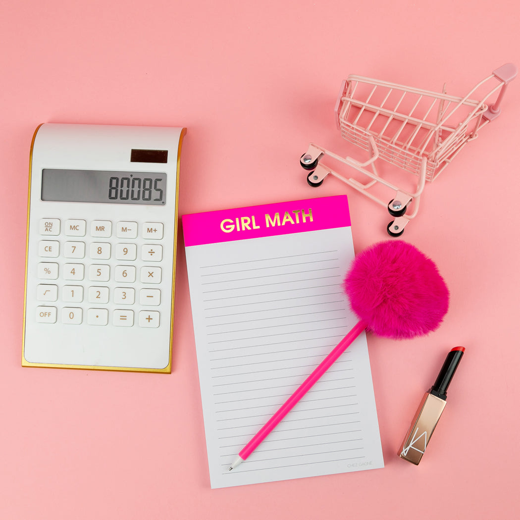 Girl Math - Lined Notepad - Bright Pink