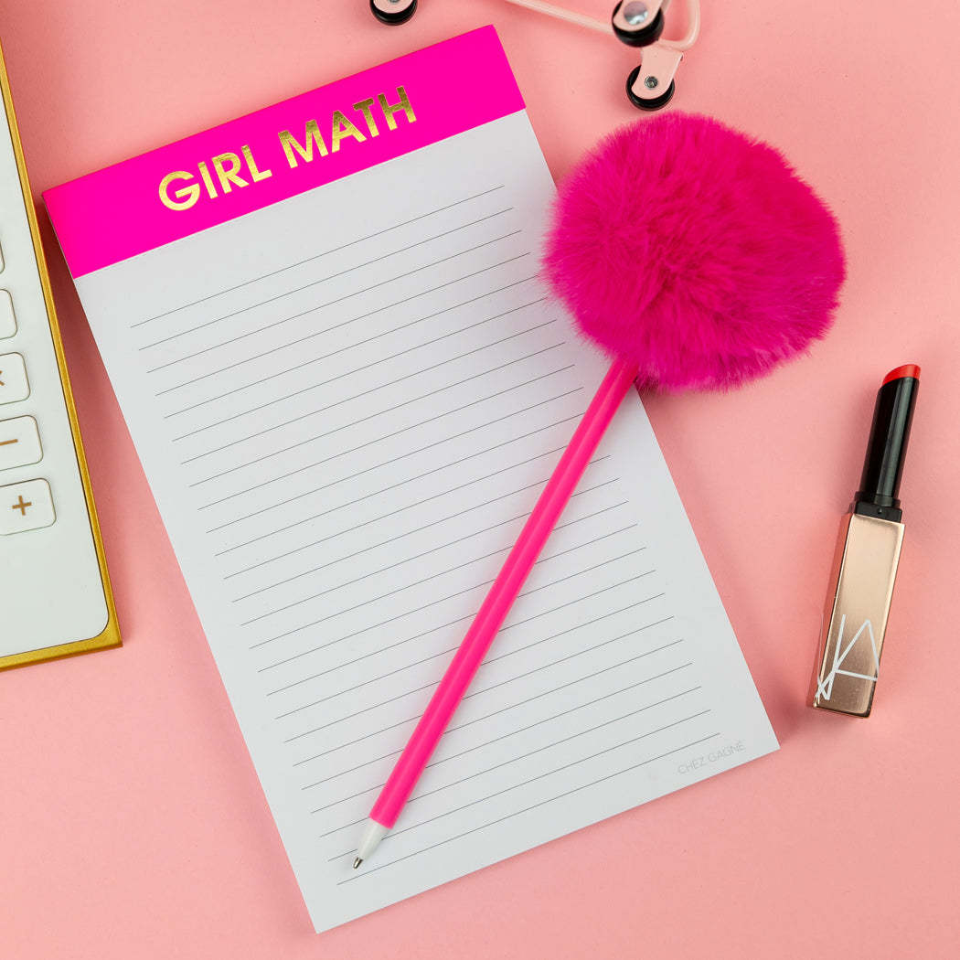 Girl Math - Lined Notepad - Bright Pink