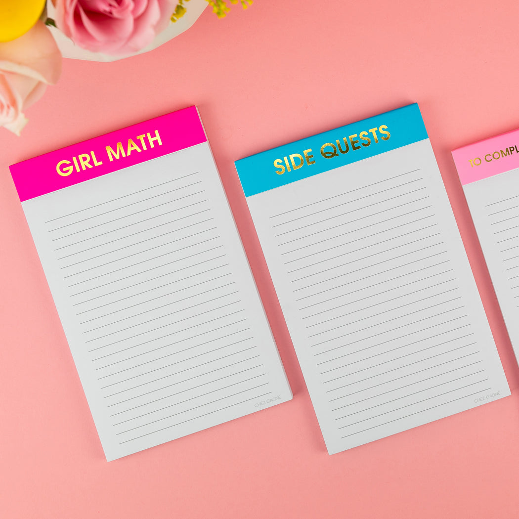 Side Quests - Lined Notepad - Caribbean Blue