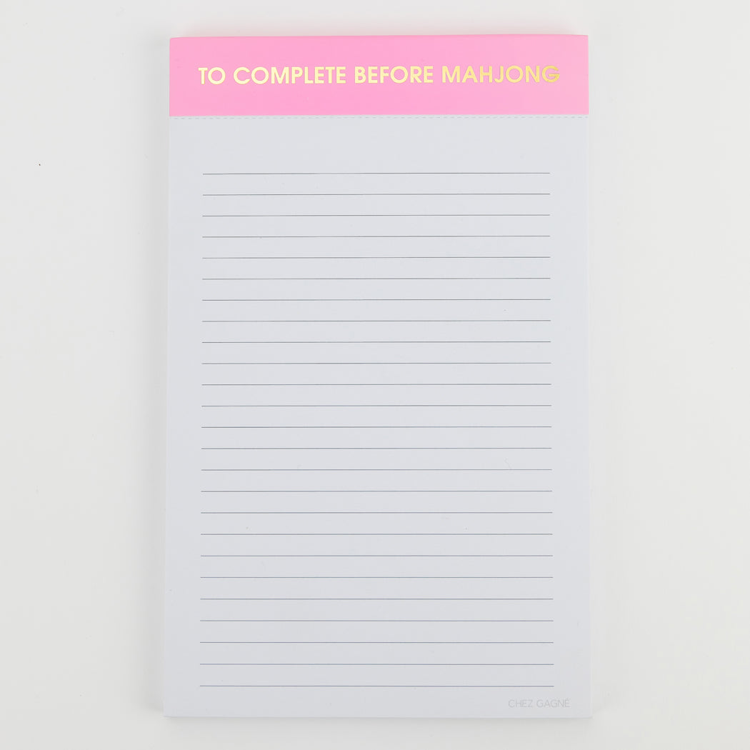 To Complete Before Mahjong - Lined Notepad - Neon Peony