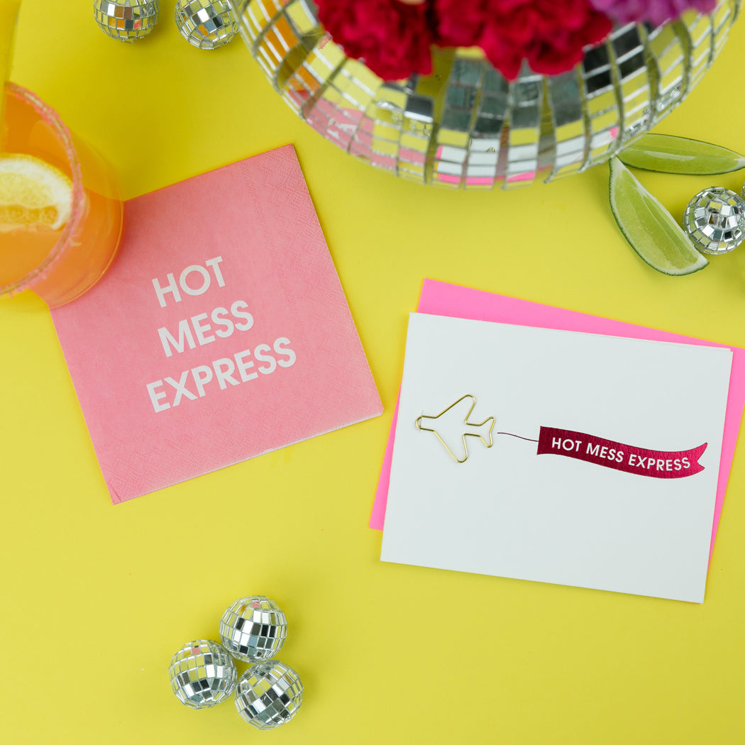 Hot Mess Express Airplane - Paper Clip Letterpress Card
