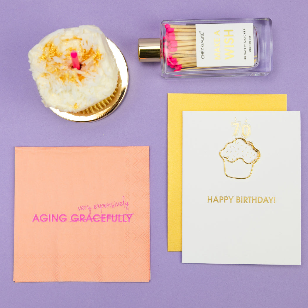 Happy Birthday Candles 70 - Paperclip Letterpress Card