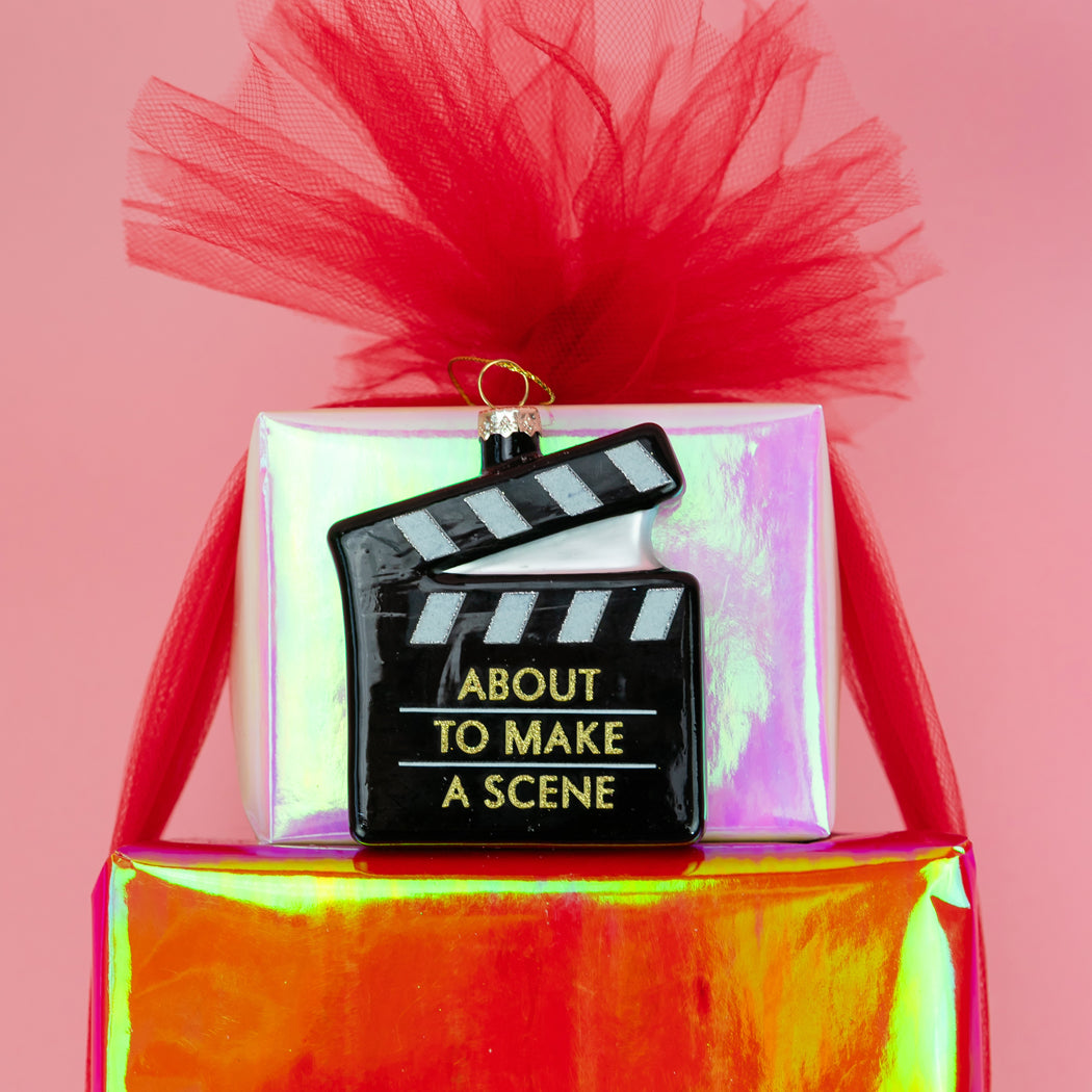 About To Make A Scene - Director's Clapboard Glass Ornament