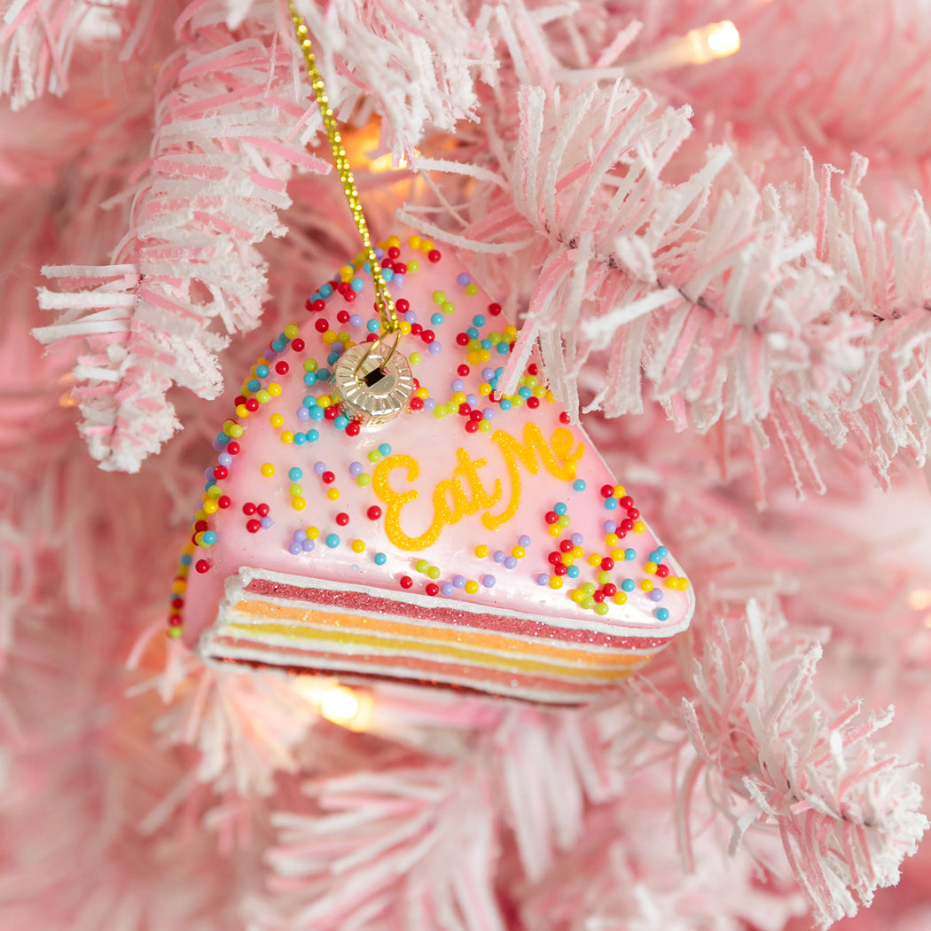 Eat Me - Cake Slice Glass Ornament