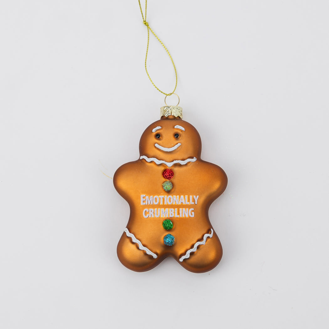 Emotionally Crumbling - Gingerbread Man Glass Ornament