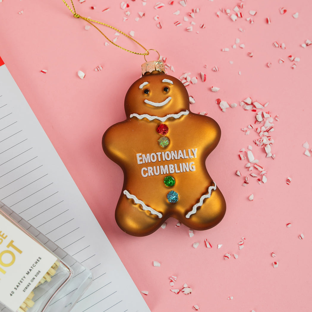 Emotionally Crumbling - Gingerbread Man Glass Ornament