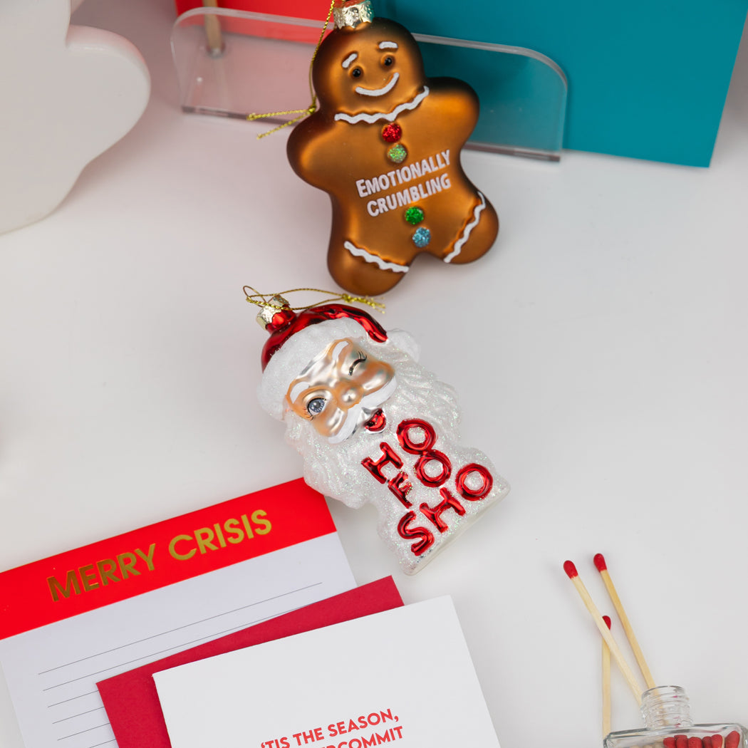 Ho Fo Sho - Winking Santa Claus Glass Ornament