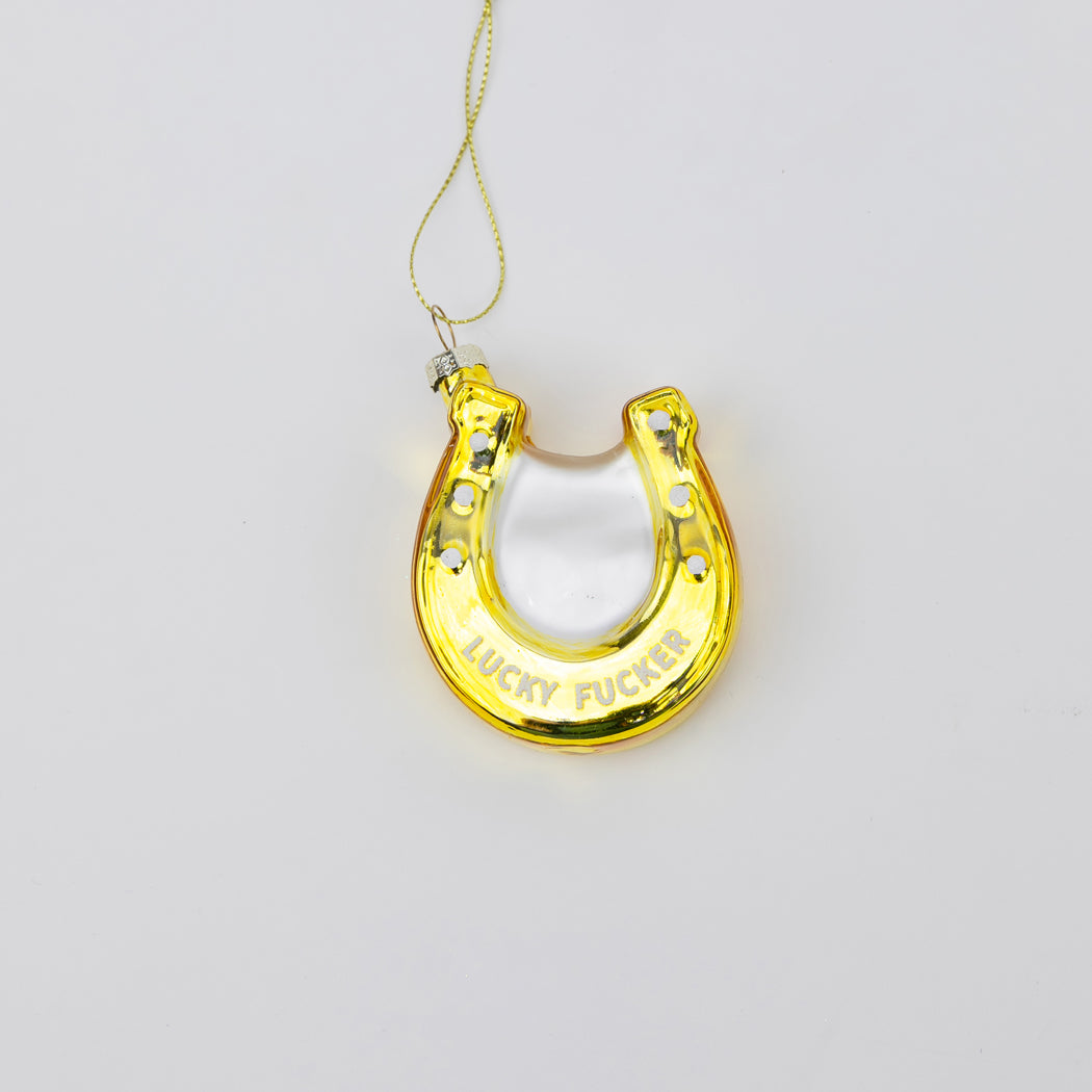 Lucky Fucker - Horseshoe Glass Ornament