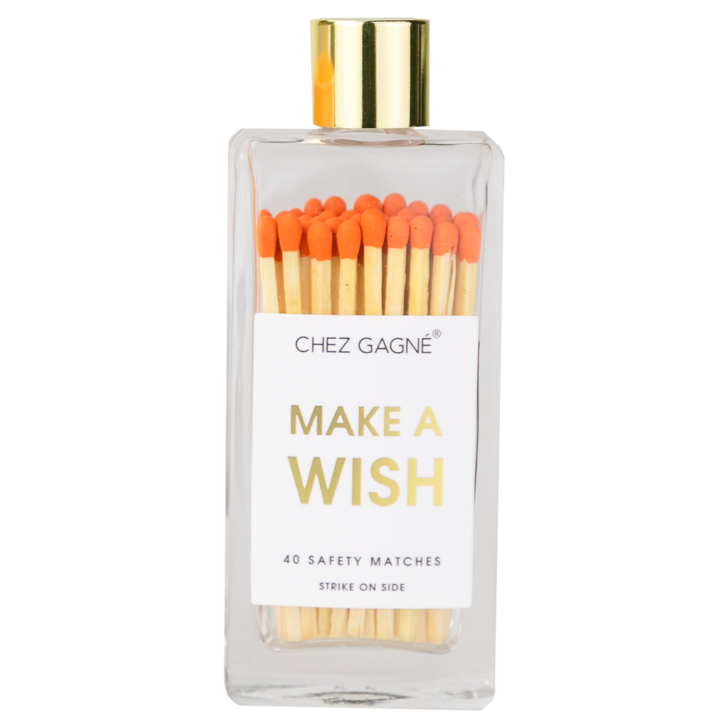 Make A Wish - Glass Bottle Safety Matches (Orange)