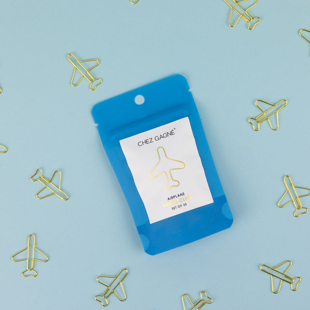 Airplane - Unique Gold Plated Paper Clips - Pack of 25
