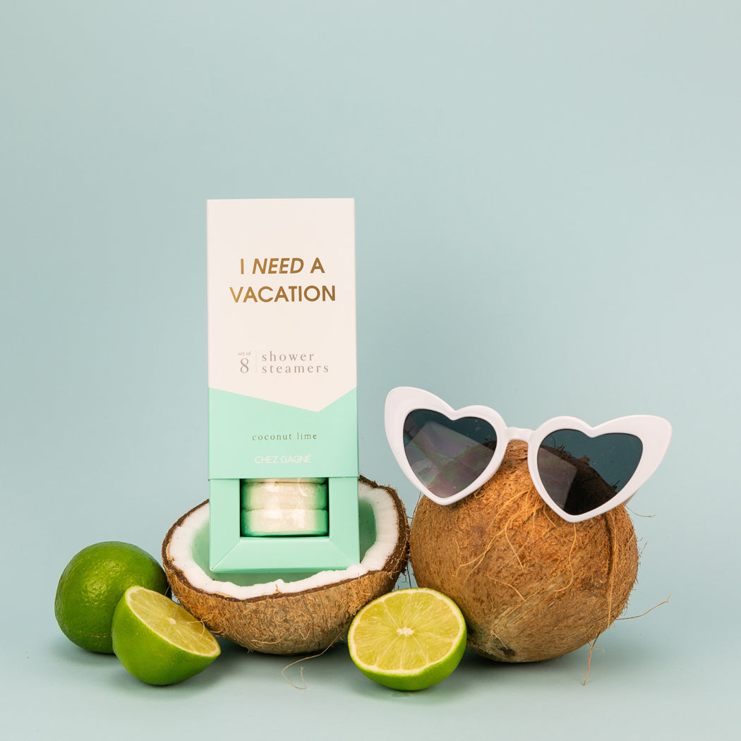シナリー　エコバースN HS 湧泉様 Chez Gagné -Shower Steamers -I Need A Vacation -Coconut Lime-Set of 8