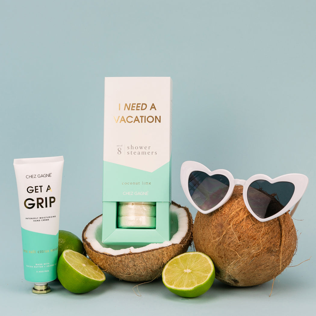 シナリー　エコバースN HS 湧泉様 Chez Gagné -Shower Steamers -I Need A Vacation -Coconut Lime-Set of 8