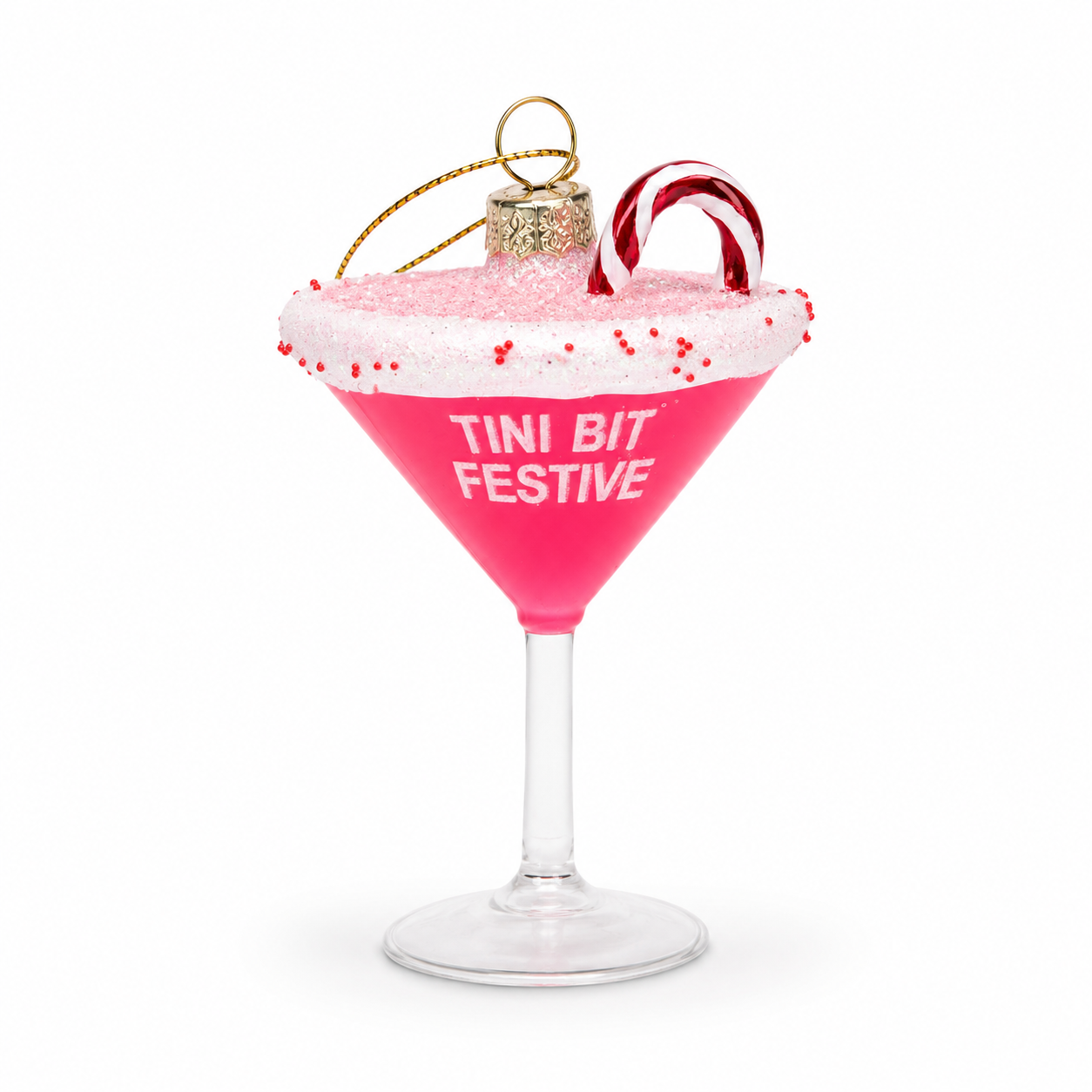 Tini Bit Festive - Holiday Martini - Glass Blown Holiday Ornament