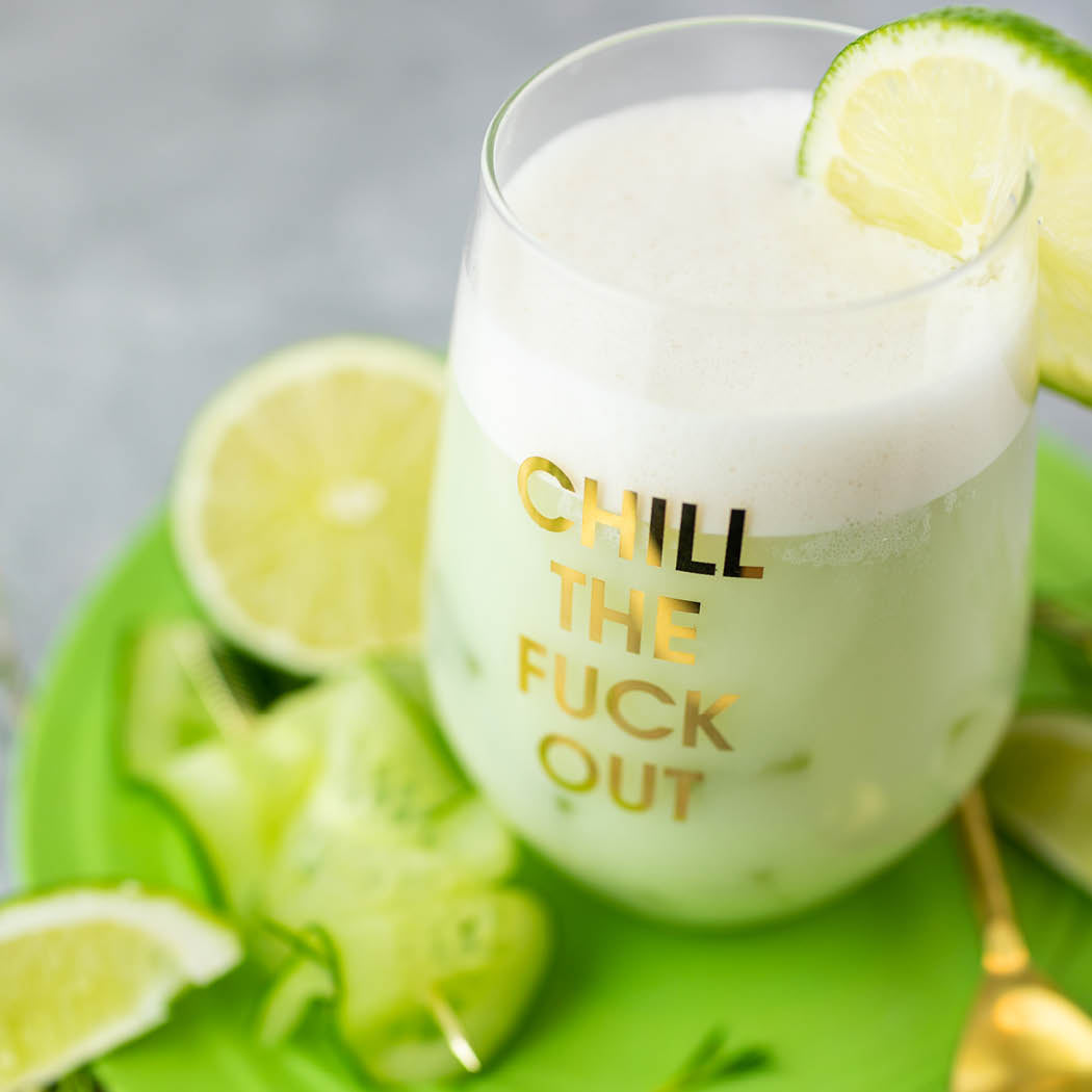 Chill the Fuck Out - Gold Foil Stemless Wine Glass