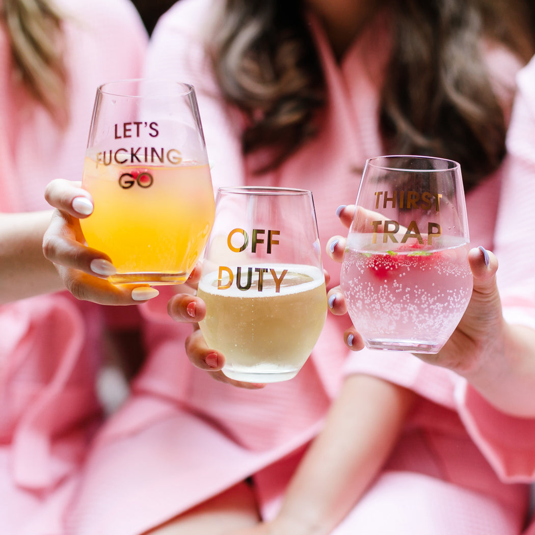 Thirst Trap - Gold Foil Stemless Wine Glass