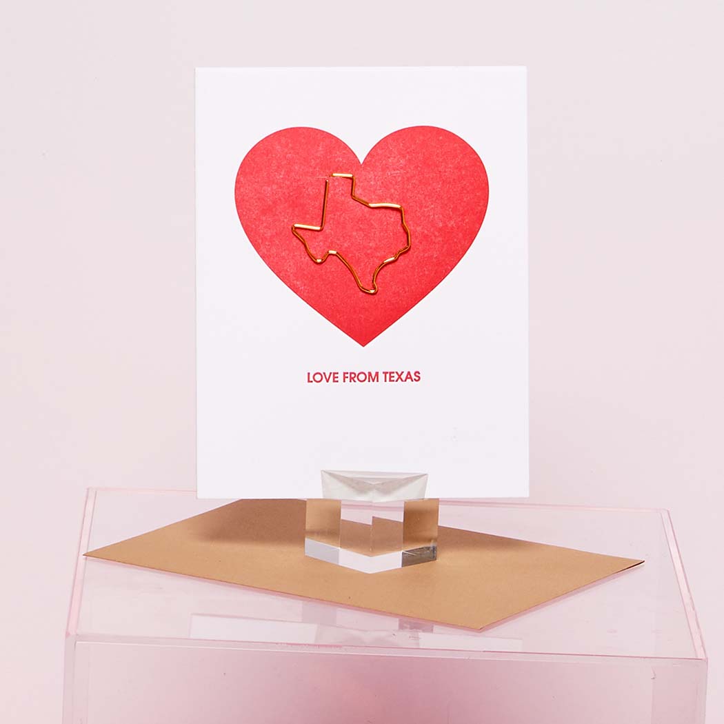 Love From Texas - Paper Clip Letterpress Card