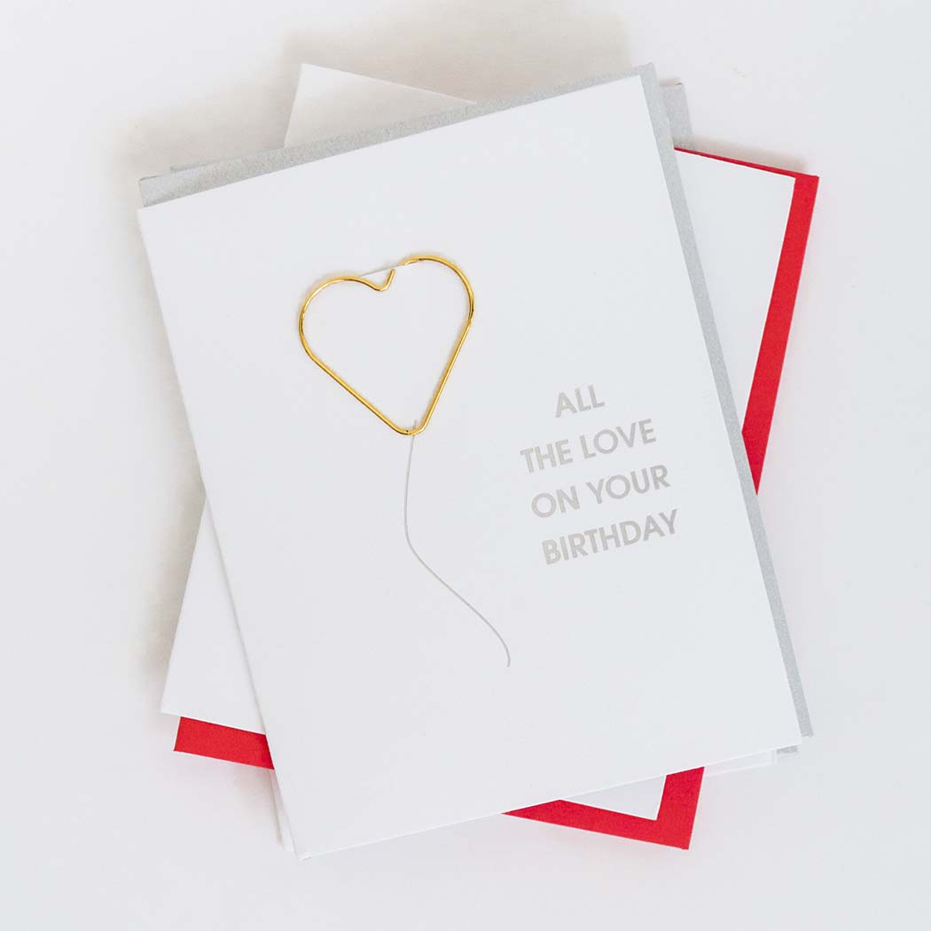 All The Love On Your Birthday - Paper Clip Foil Letterpress Card