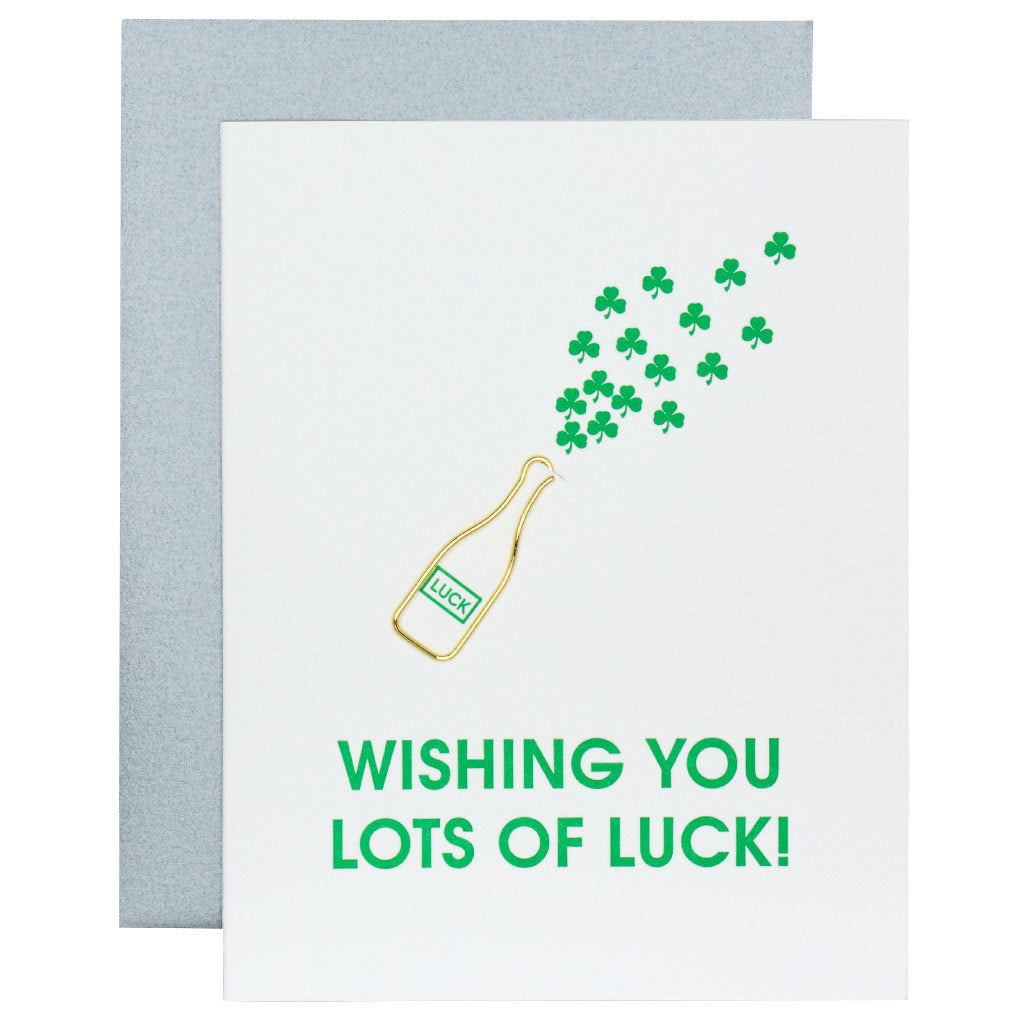 Wishing You Lots of Luck Paper Clip Letterpress Card
