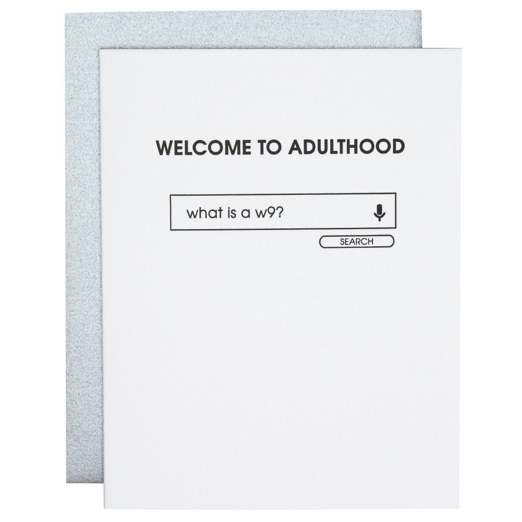 Welcome to Adulthood W9 - Letterpress Card