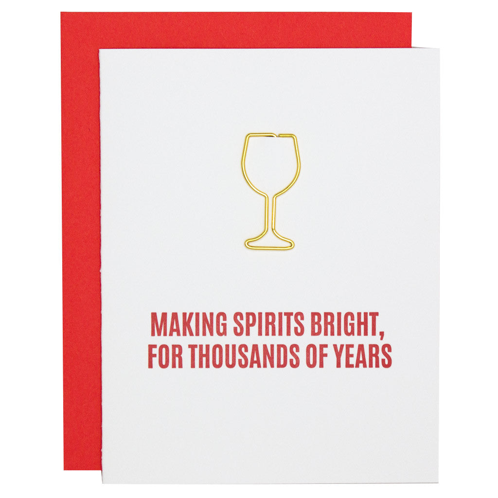 Making Spirits Bright Paper Clip Letterpress Card