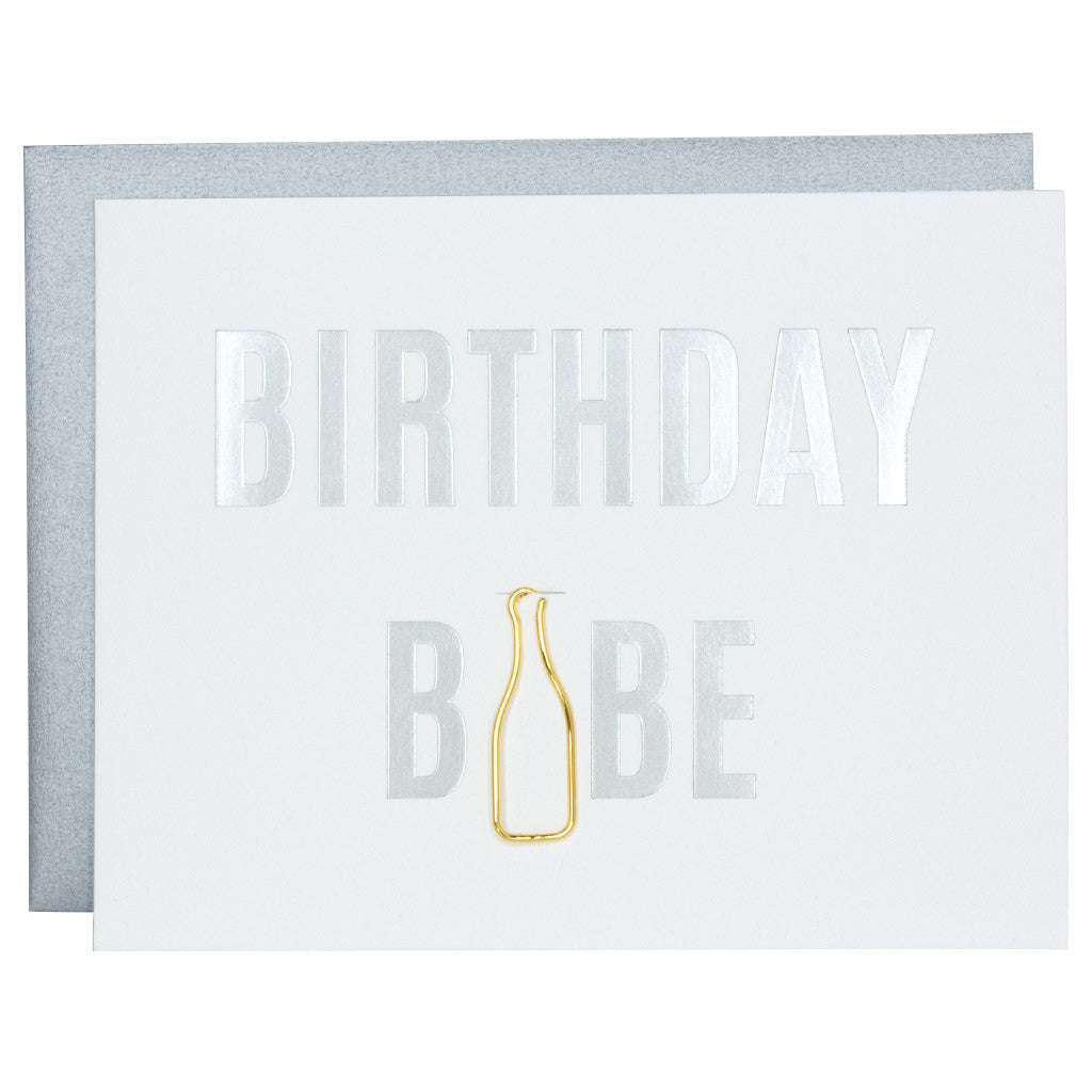 Birthday Babe Paper Clip Letterpress Card