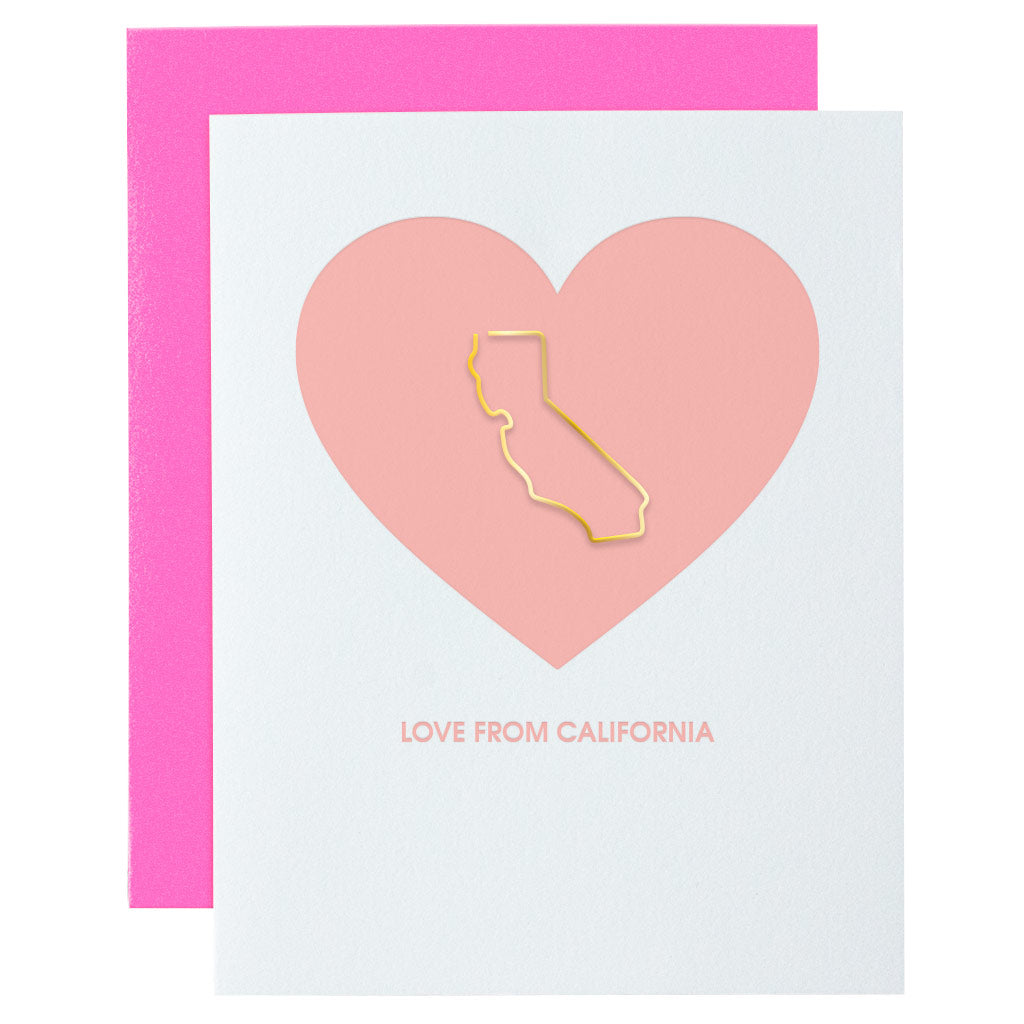 Love From CA Paper Clip Letterpress Card