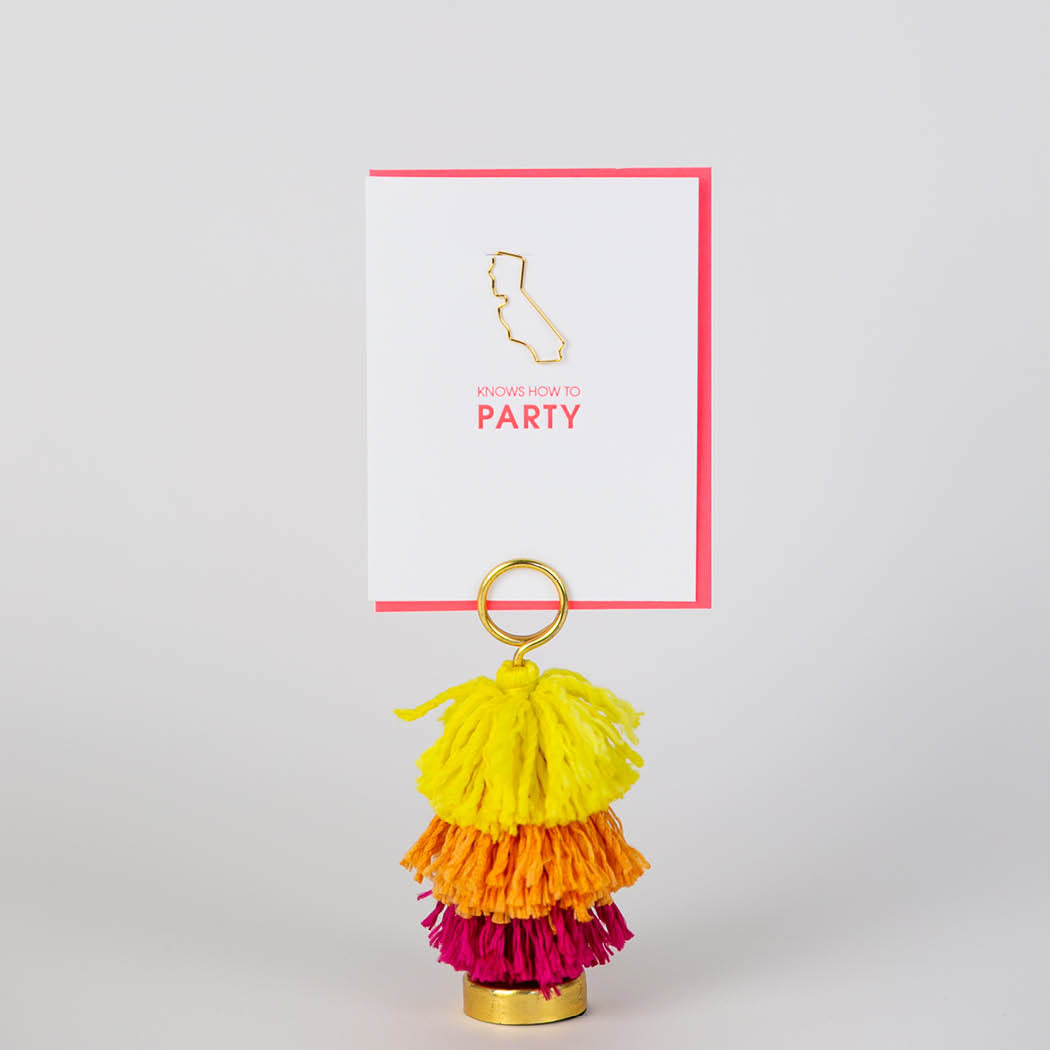 California Knows How to Party Paper Clip Letterpress Card