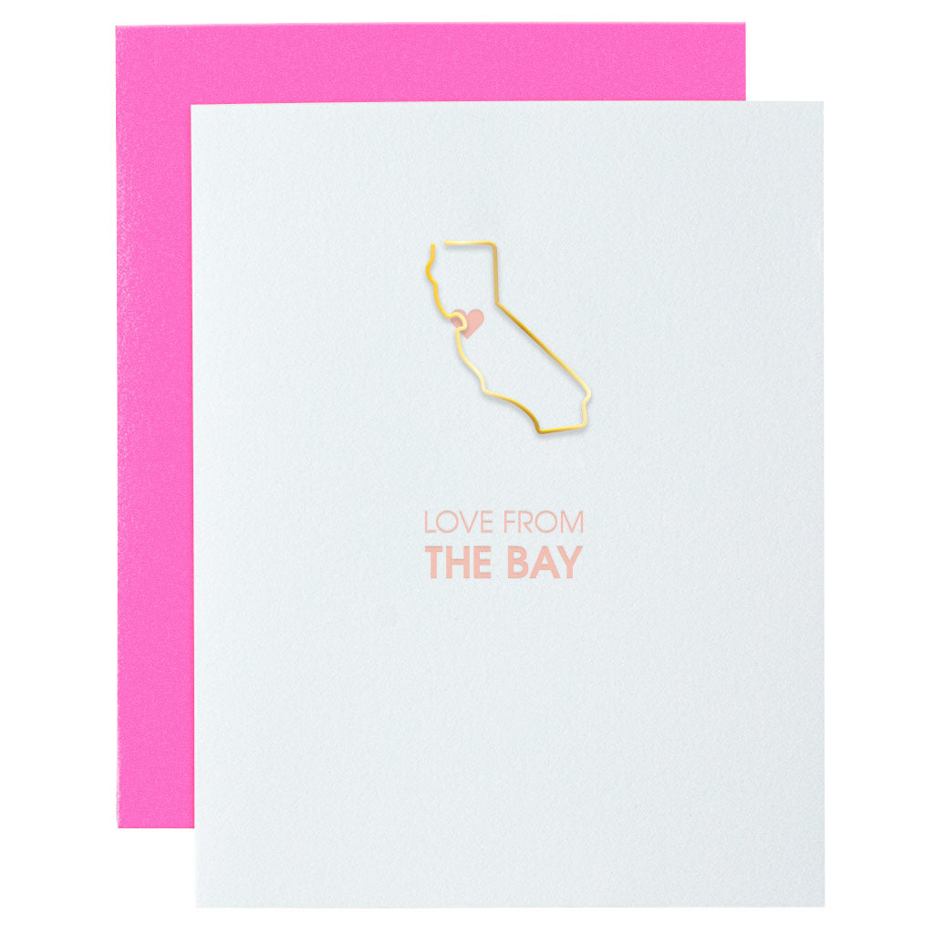 Love From the Bay California Paper Clip Letterpress Card