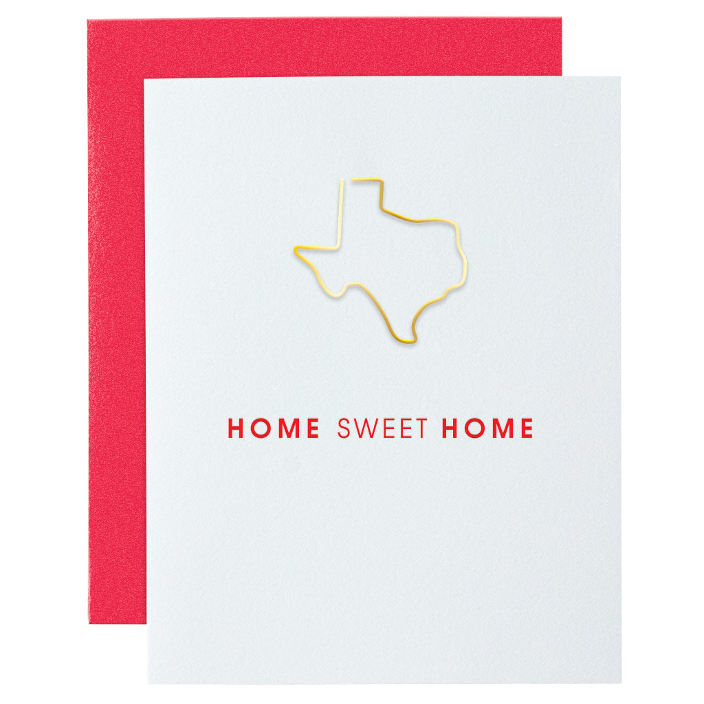 Home Sweet Home TX Paper Clip Letterpress Card