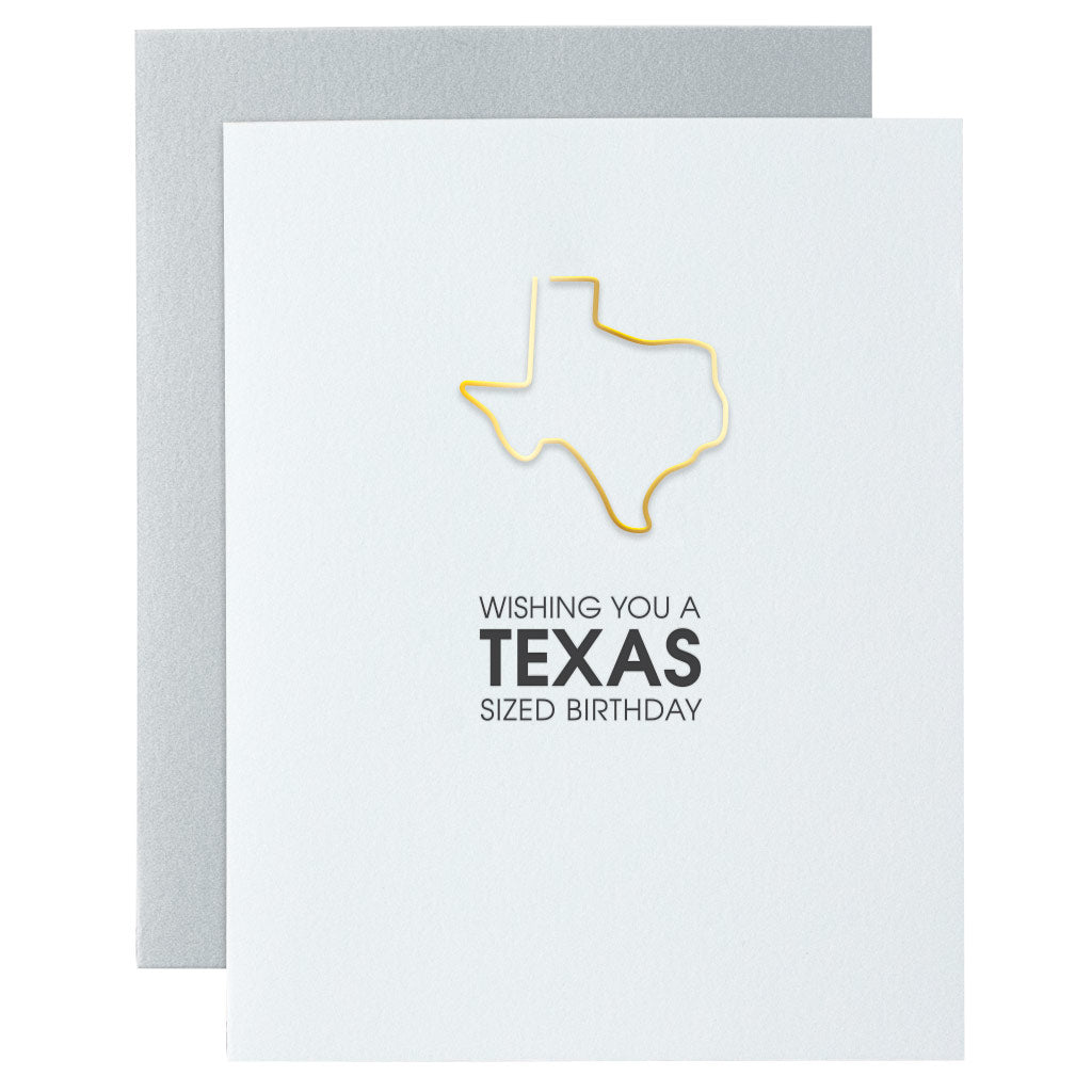 Wishing You a Texas Sized Birthday Paper Clip Letterpress Card