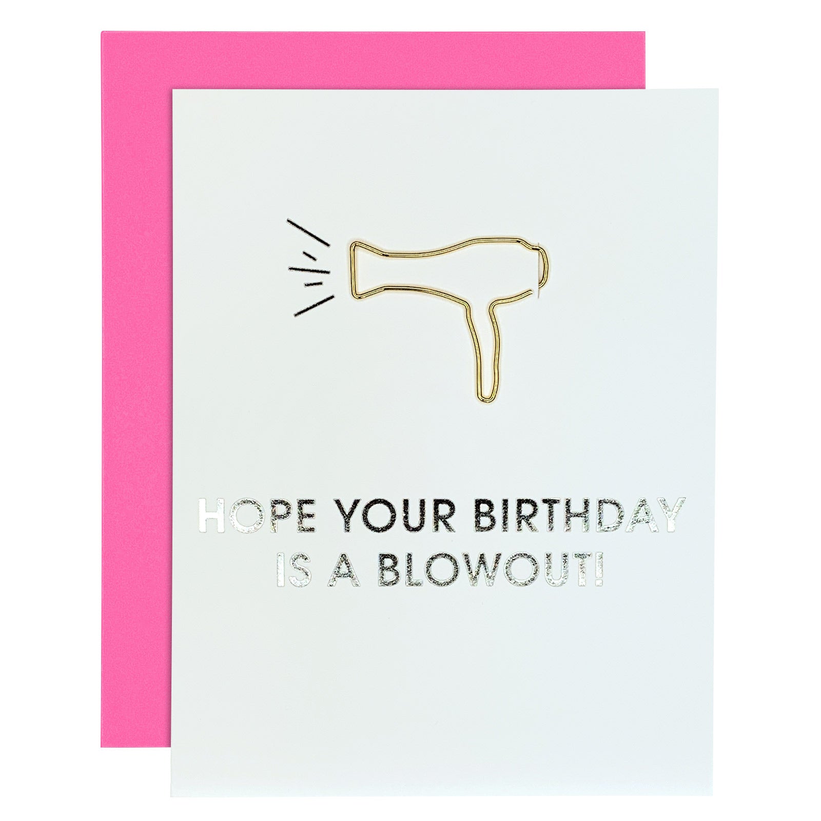 Birthday Blowout Paper Clip Foil Letterpress Card