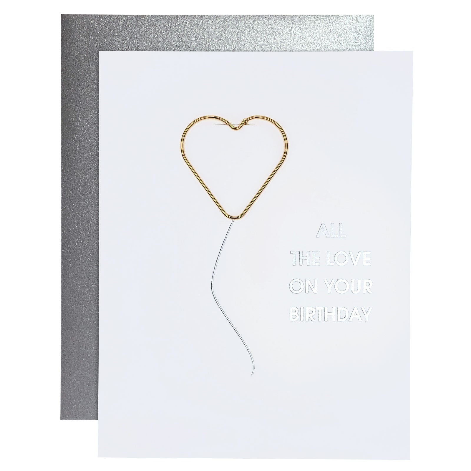 Love On Your Birthday Paper Clip Foil Letterpress Card