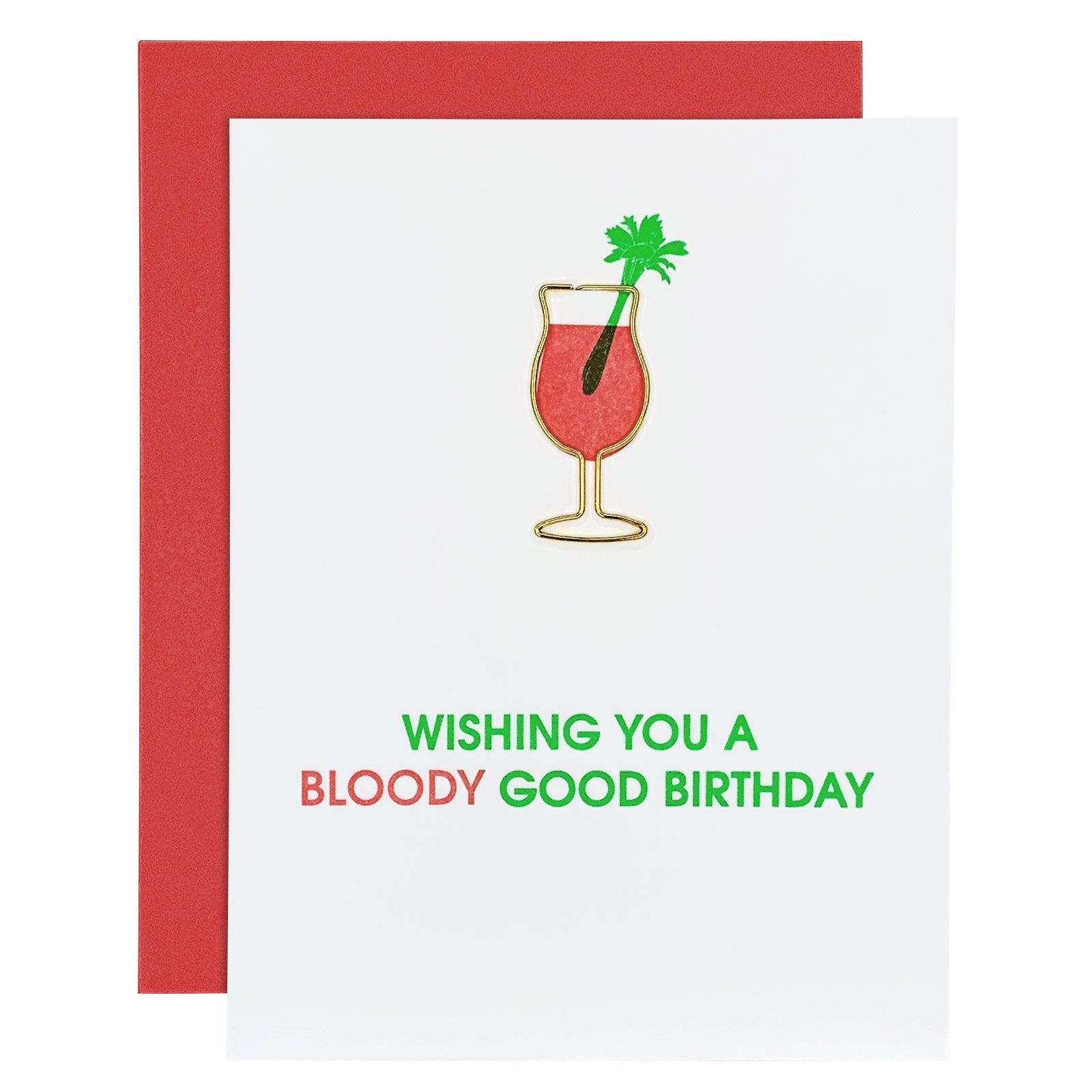 "Bloody Good" Bloody Mary Birthday Daiquiri Paper Clip Letterpress Card