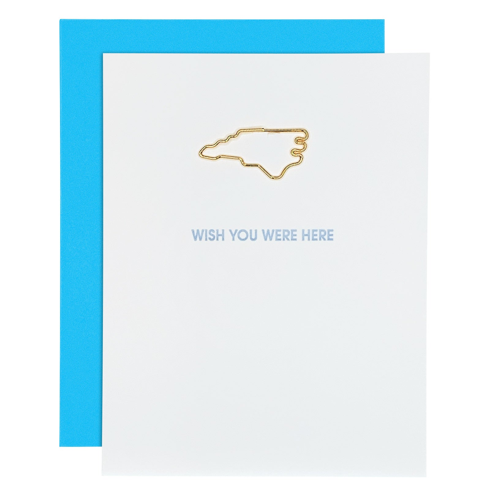 Wish You Were Here North Carolina Paper Clip Letterpress Card
