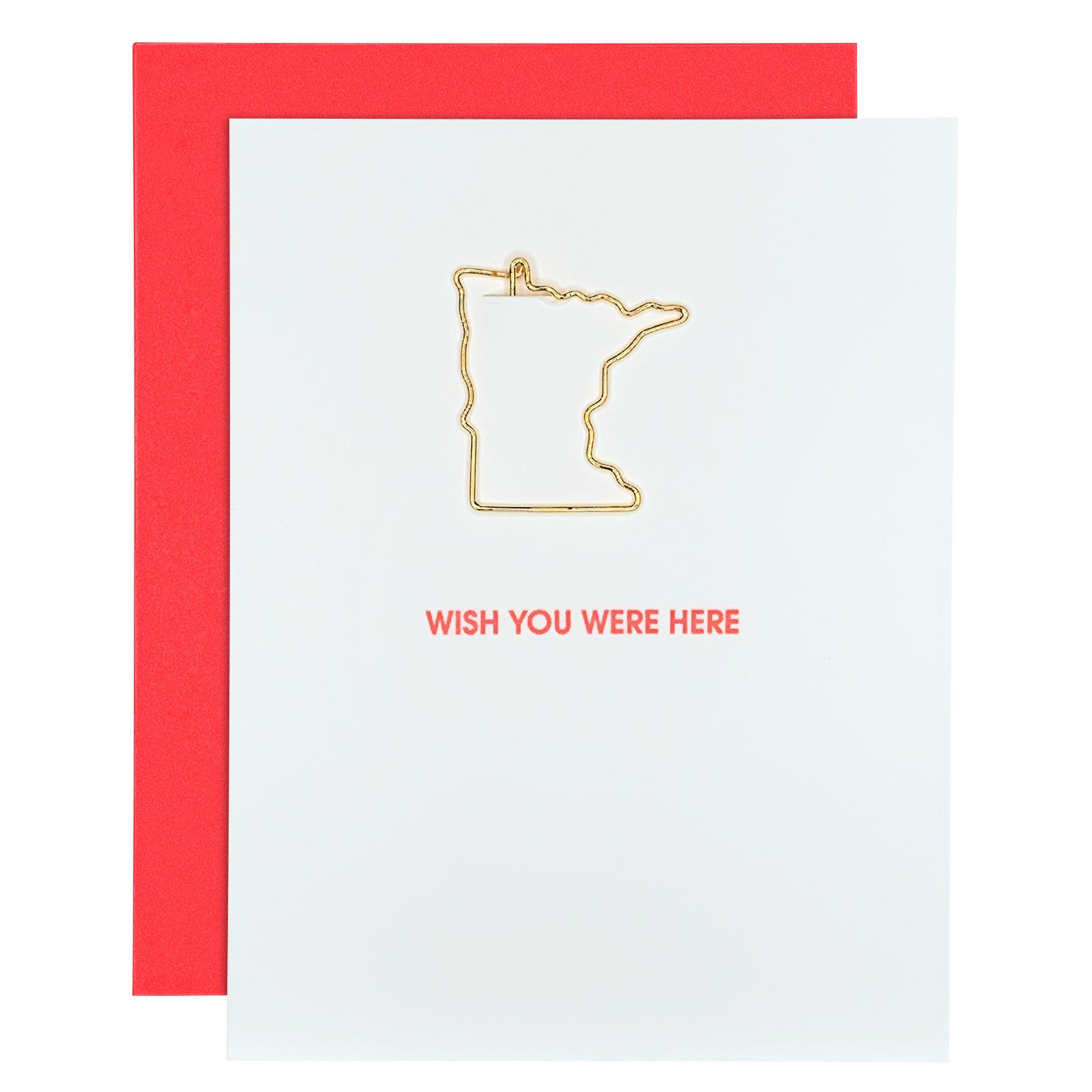 Wish You Were Here Minnesota Paper Clip Letterpress Card