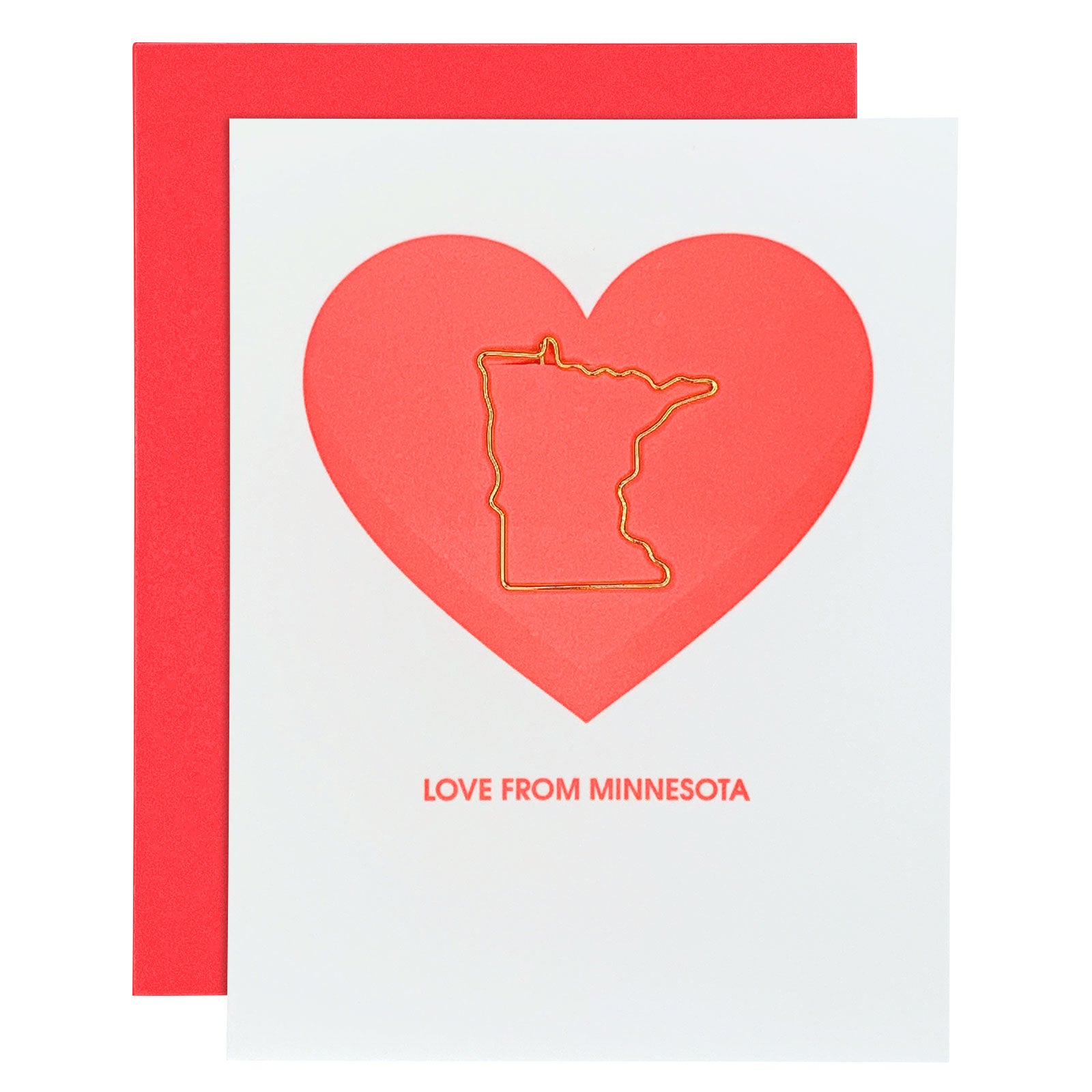 Love From Minnesota Paper Clip Letterpress Card