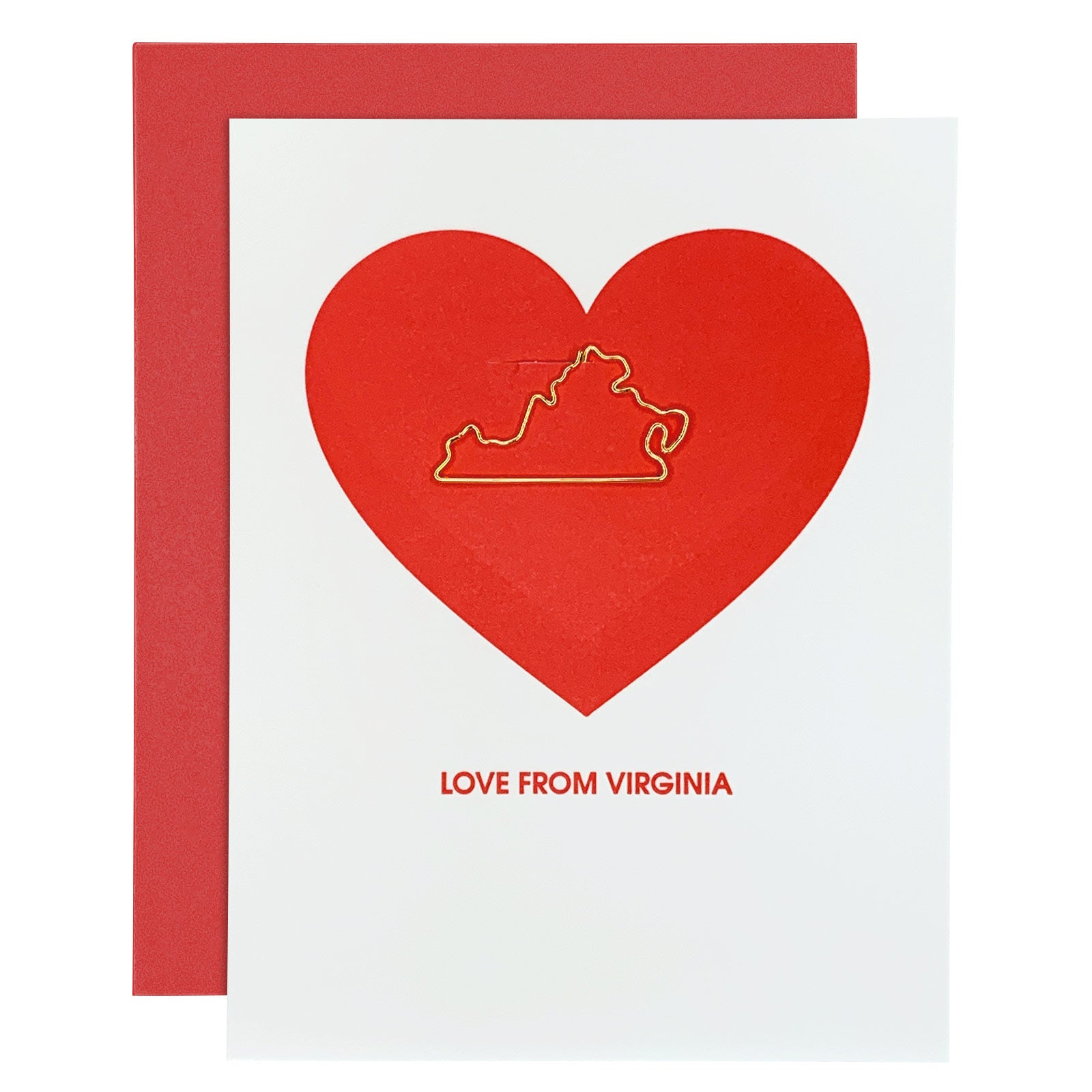 Love From Virginia Paper Clip Letterpress Card
