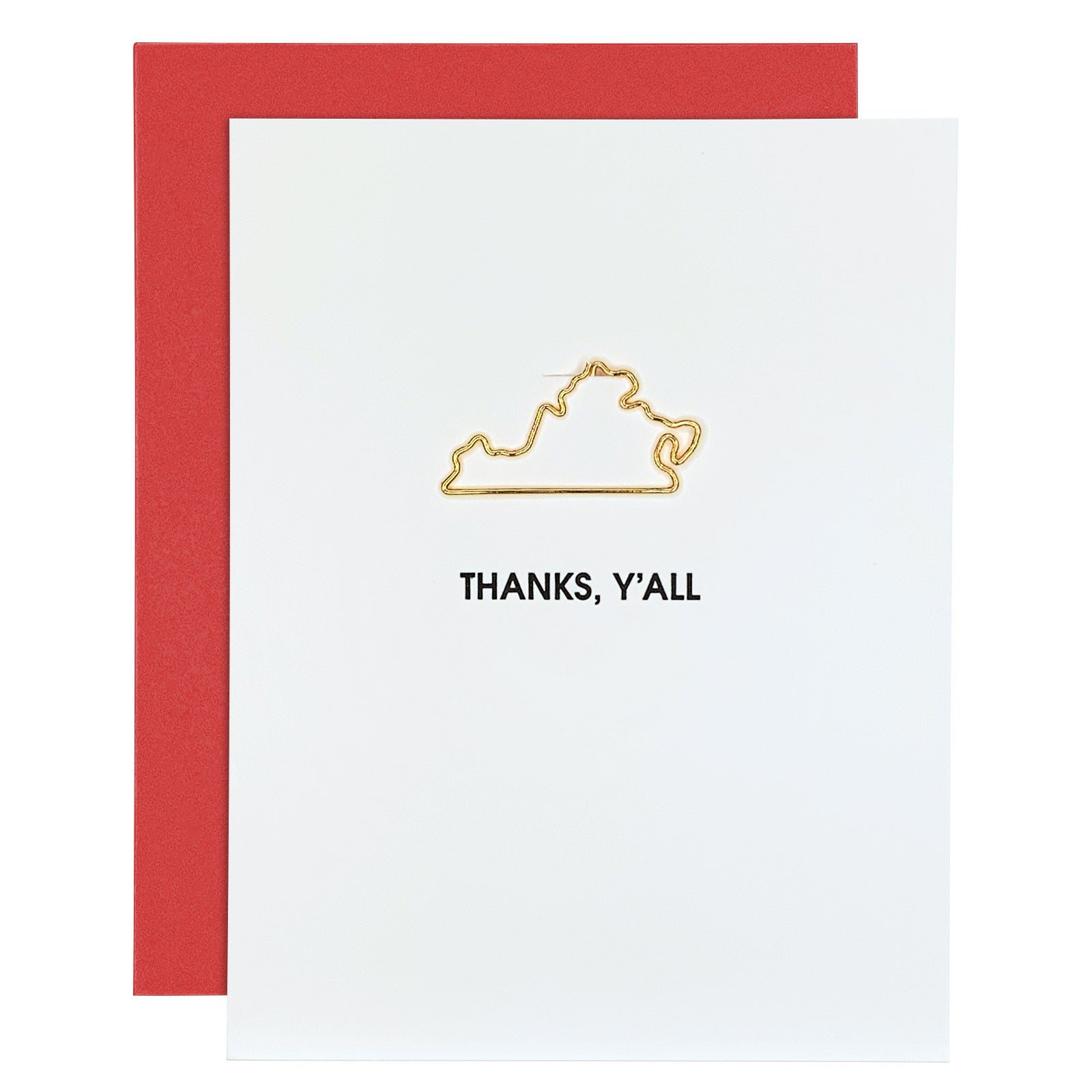 Thanks Y'all Virginia Paper Clip Letterpress Card