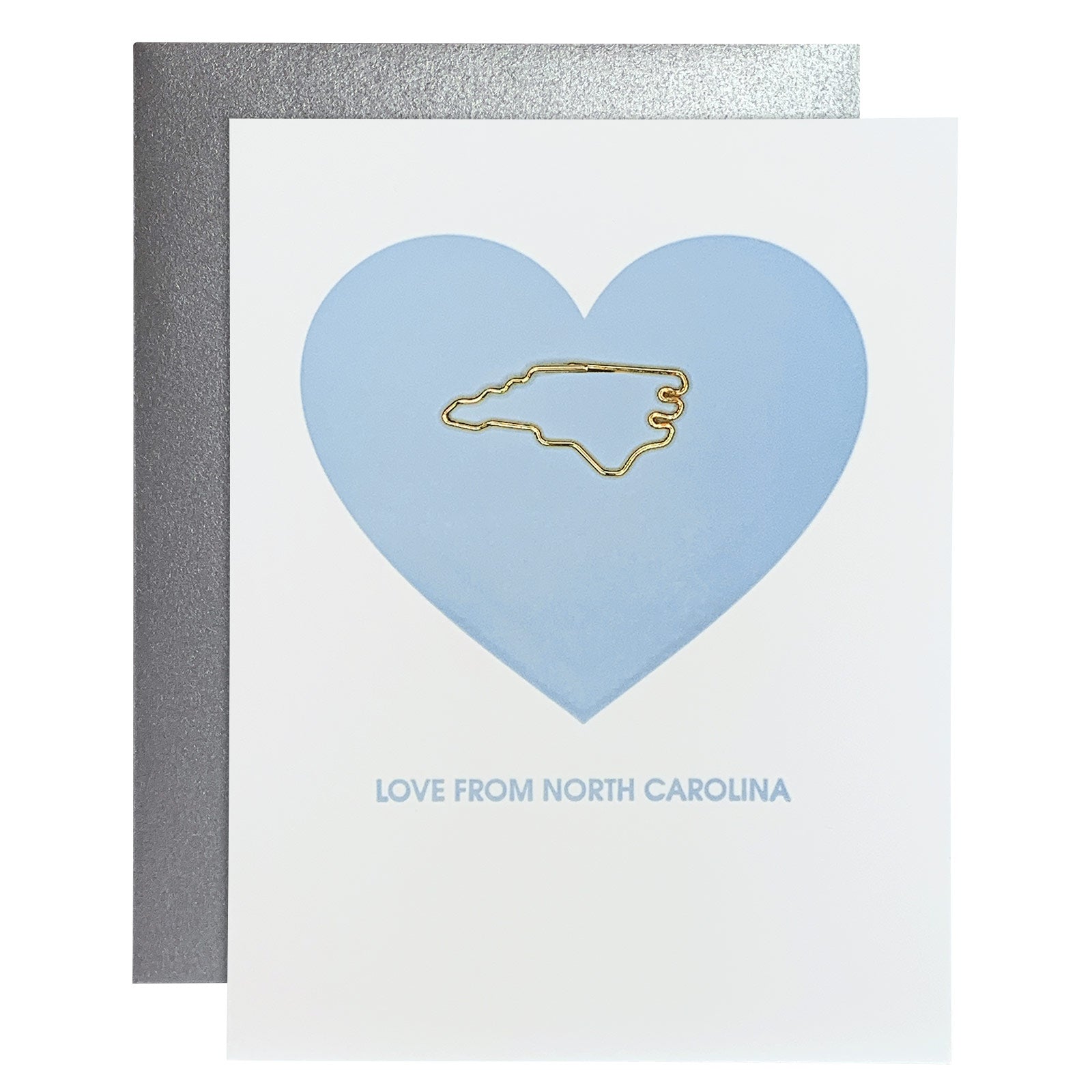 Love From North Carolina Paper Clip Letterpress card