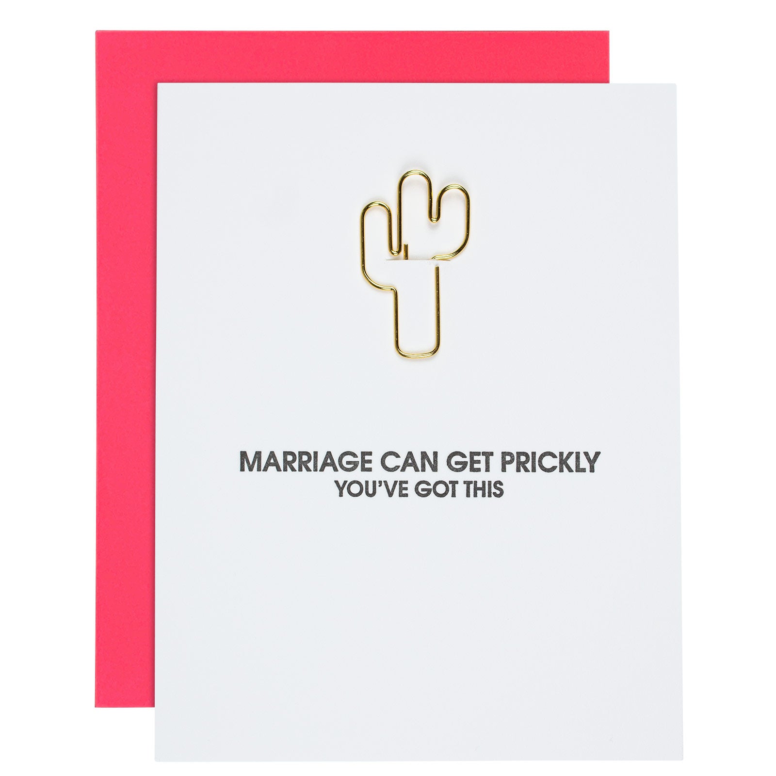 Marriage Can Get Prickly Paper Clip Letterpress Card