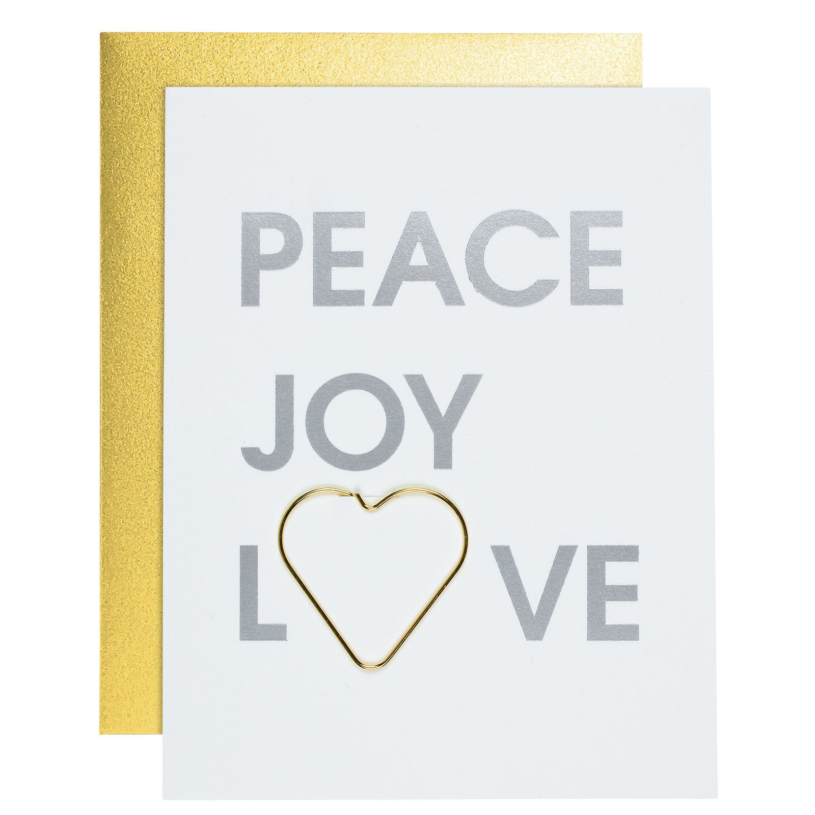 Peace Joy Love Paper Clip Letterpress Card