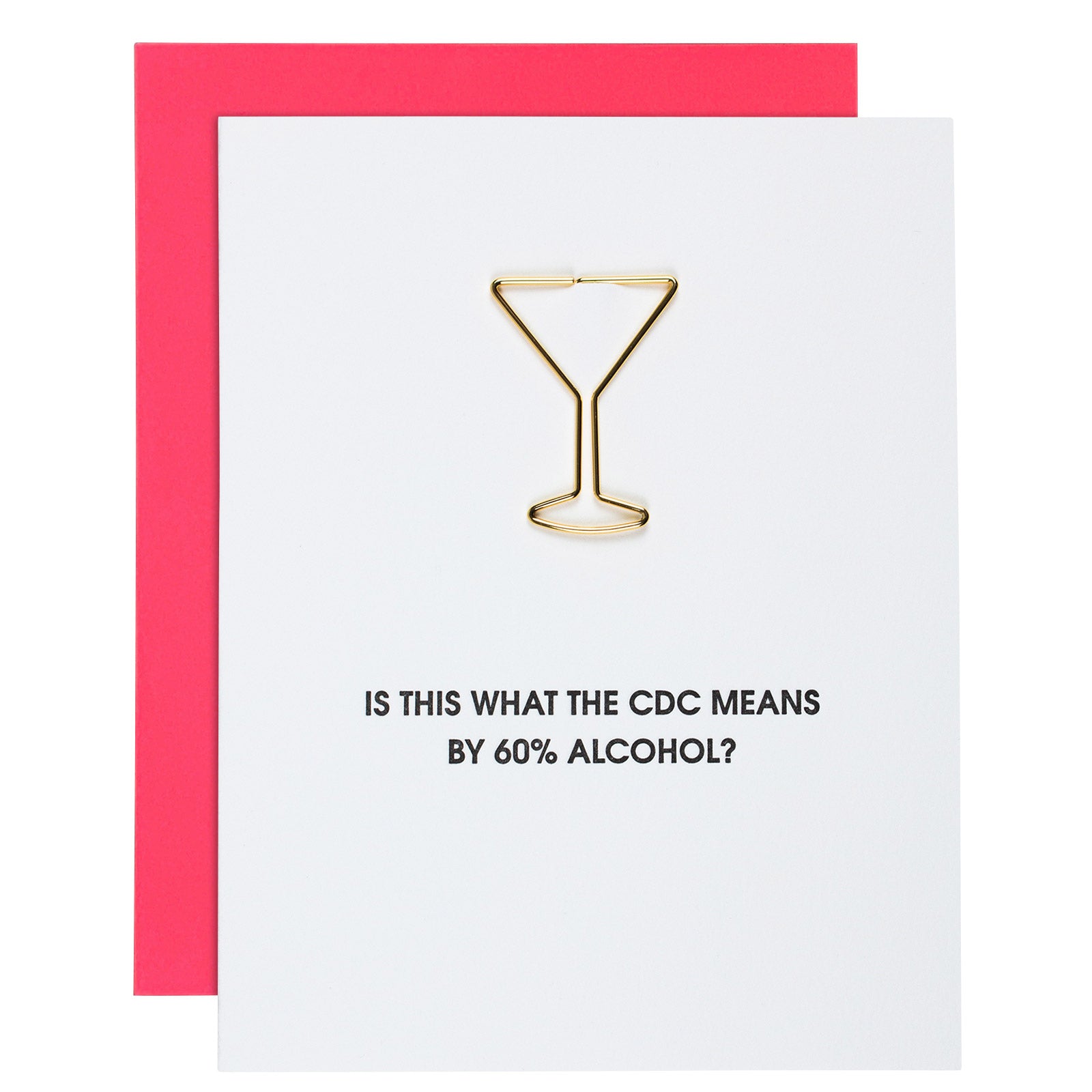 Is This What The CDC Means By 60% Alcohol? - Martini Paper Clip Letterpress Card