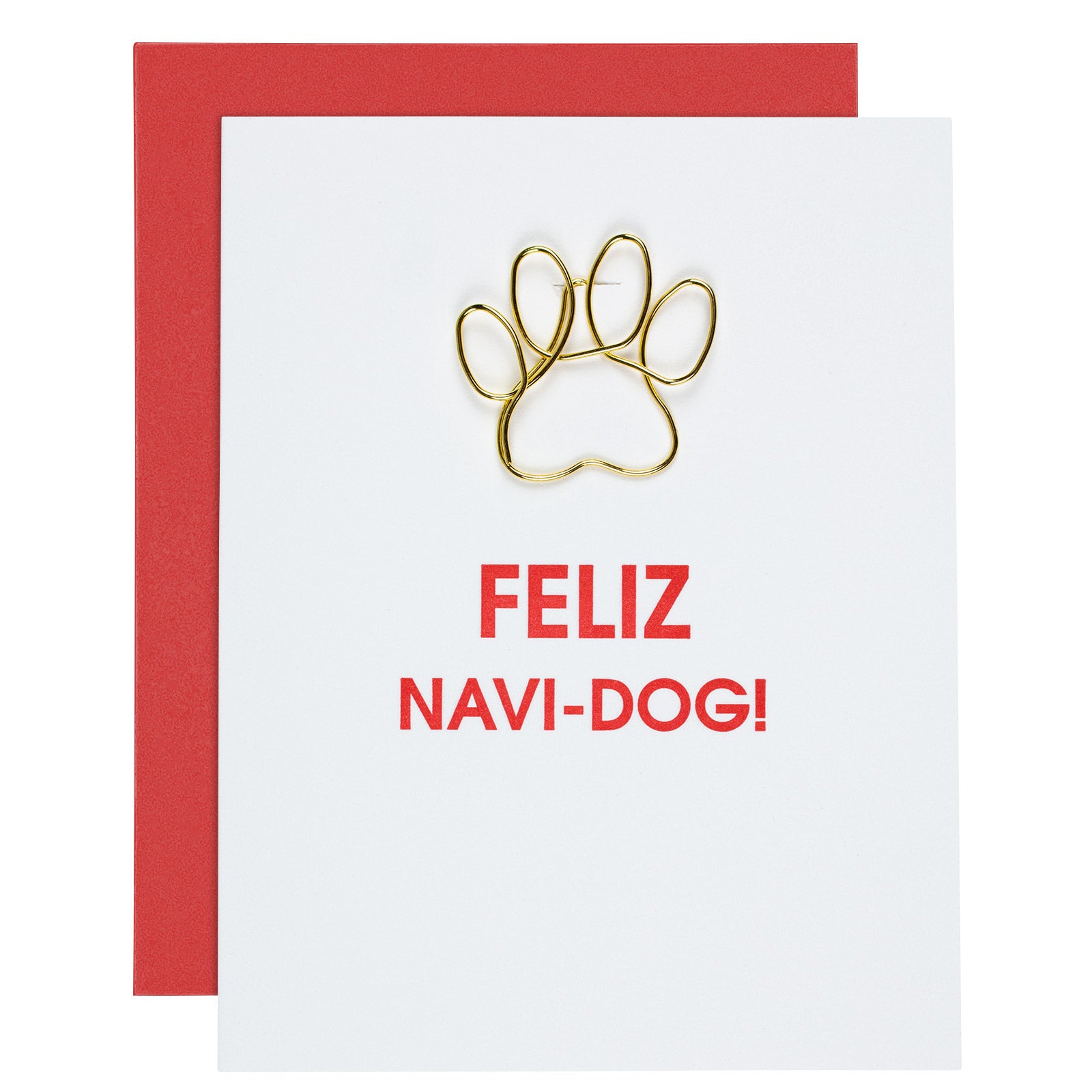 Feliz Navi-Dog - Paper Clip Letterpress Card