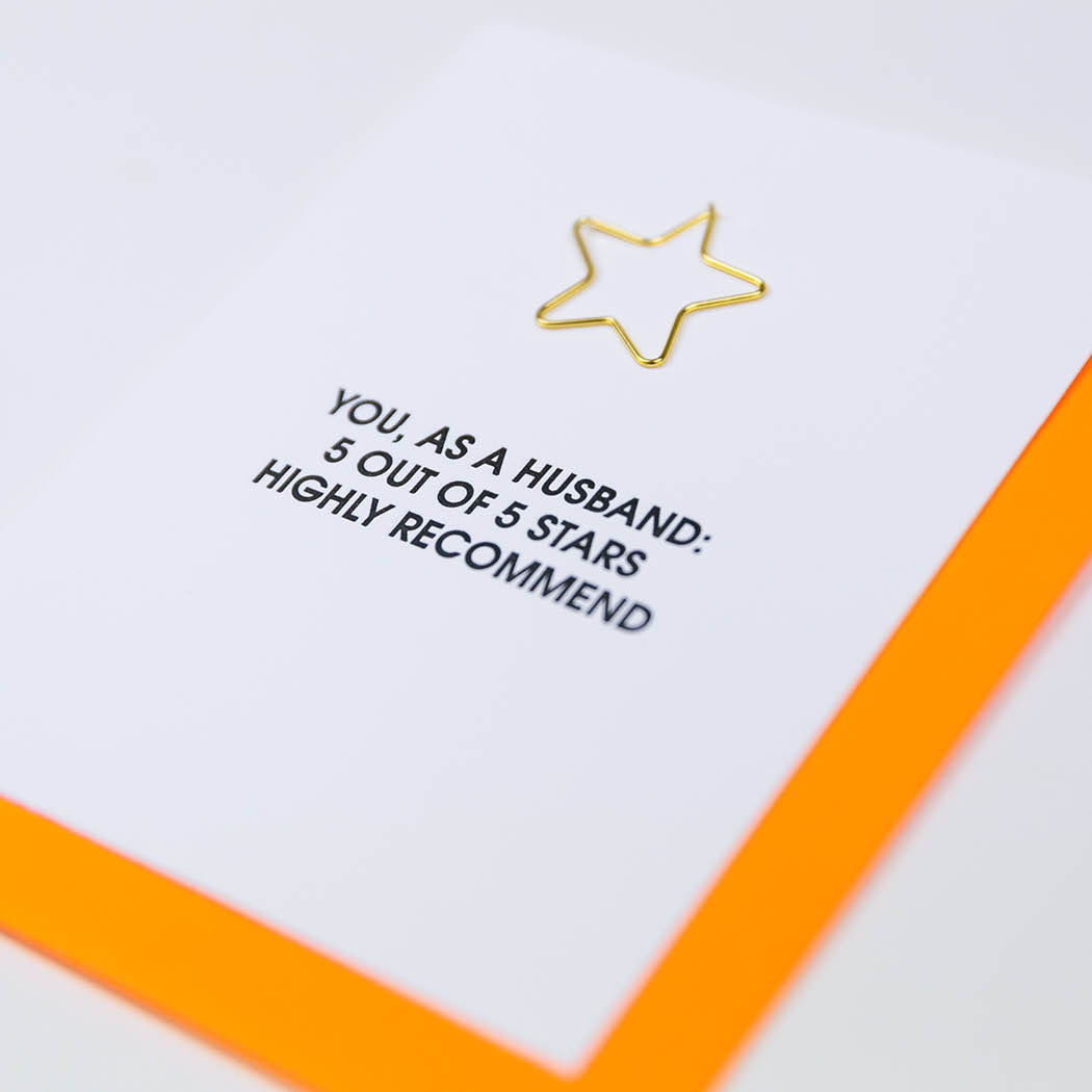 You as a Husband, 5 out of 5 Stars. Highly Recommend - Paper Clip Letterpress Card