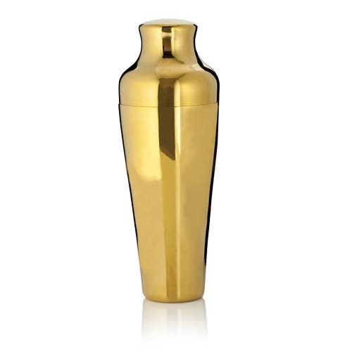Belmont Gold Cocktail Shaker by Viski. Gold Bar accessories. Chic bar accessories. Gold cocktail shaker. Gold barware